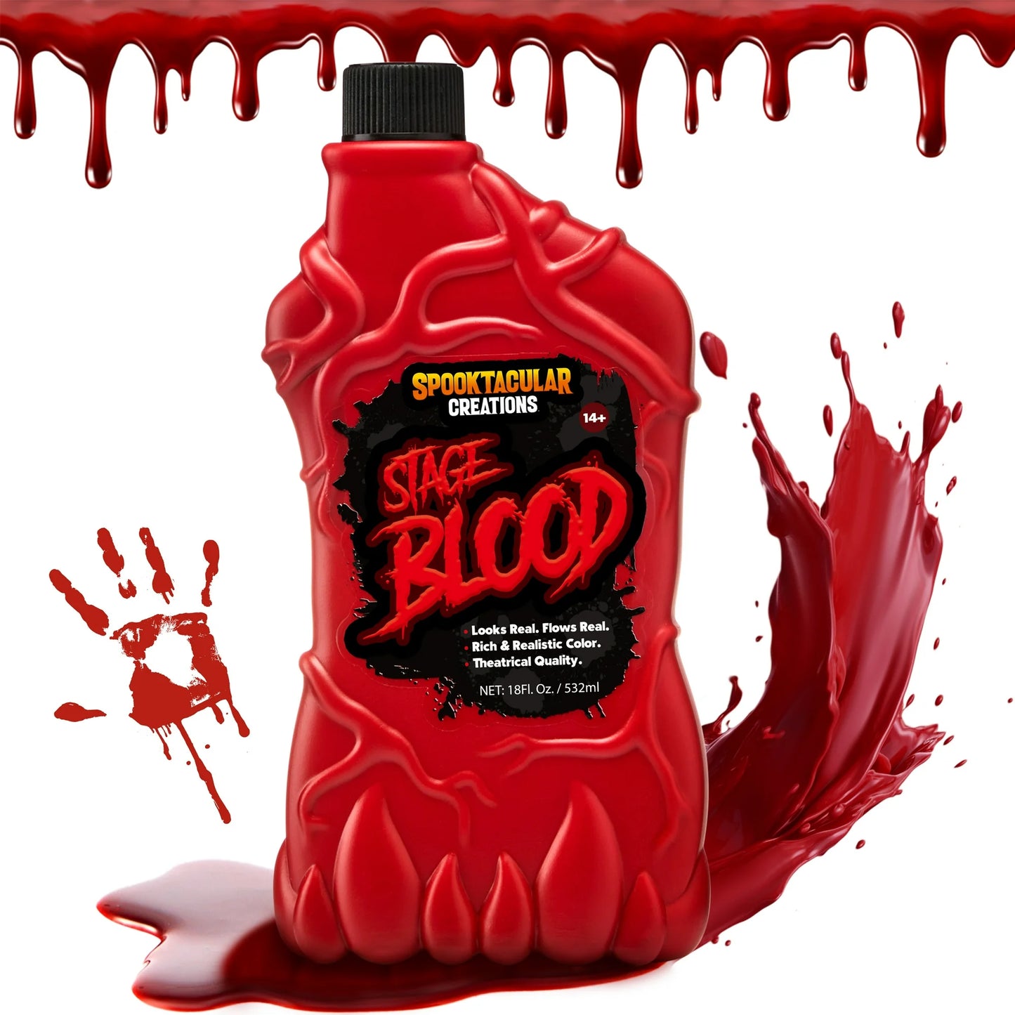 Joyfy 18 oz Halloween Fake Blood,Vampire Blood Makeup Bottle,Halloween Blood Zombie Makeup,Vampire Makeup Kit for Adults,Halloween Costume Vampire Accessories