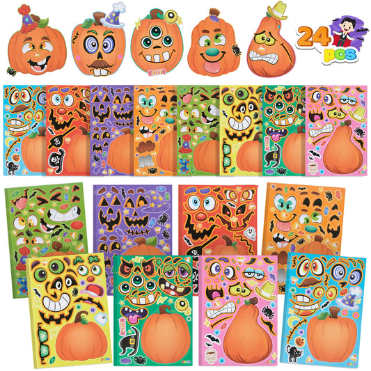 Syncfun 24 Pcs Halloween Stickers Make a Face Halloween Characters Stickers for Kids,Pumpkin Decorations Stickers Fall Stickers Party Favors for Kids,Halloween Craft