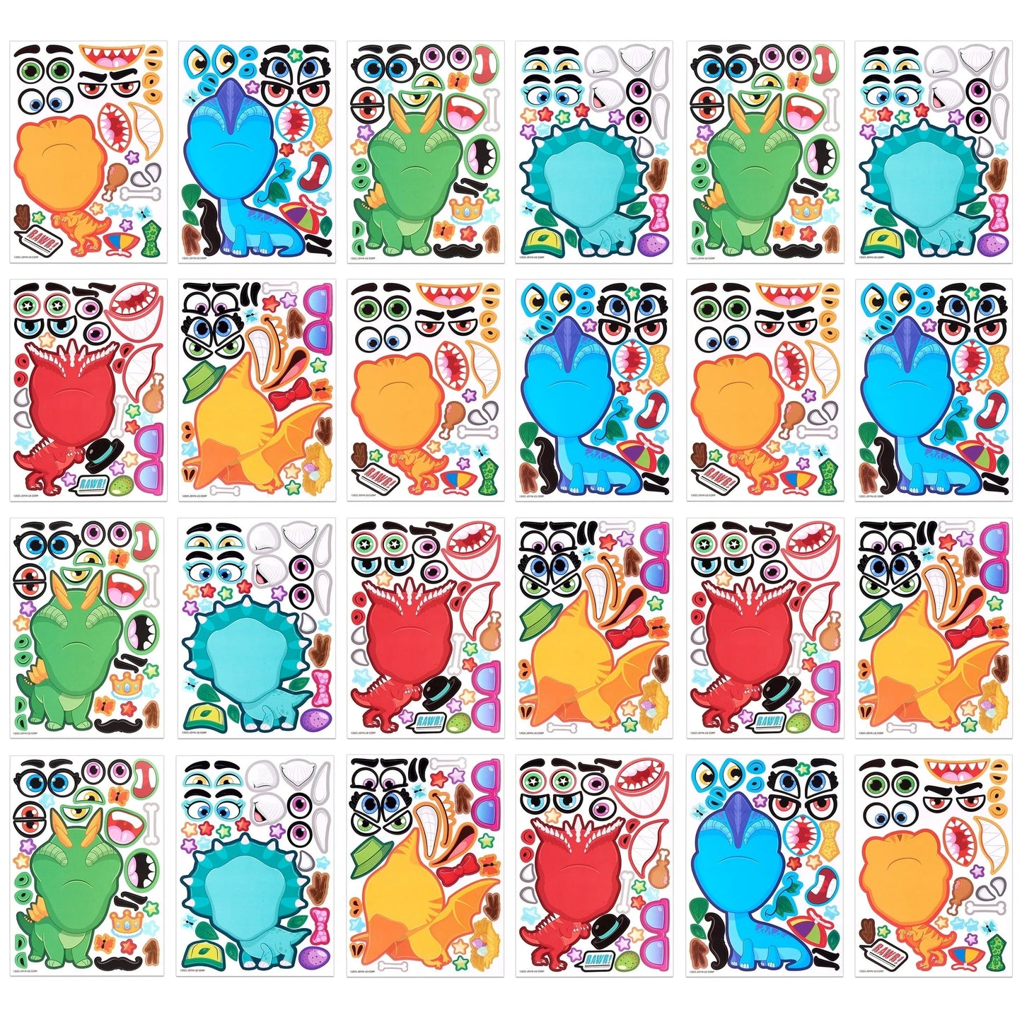 Syncfun 24 Sheets Make-a-face Sticker Sheets 6"x 9" Make Your Own Animal Dinosaur and Match Craft Sticker for Kids Party Favor Supplies for Boys Girls
