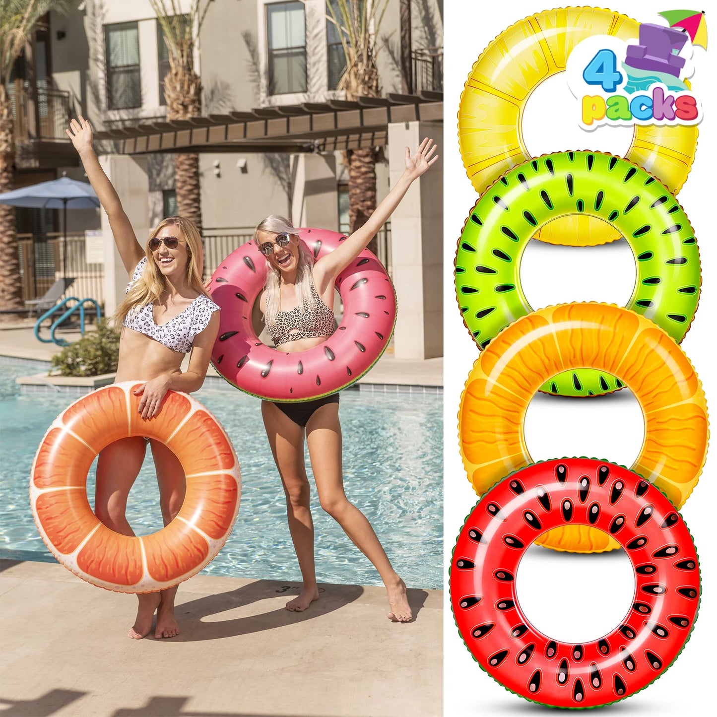 Syncfun 3 Packs 32.5'' Donuts with Glitters Pool Floats for Kids and Adults, Swim Tube Pool Rings Funny Tube Toys for Swimming Pool Party Decorations (4.0) 4 stars out of 4 reviews 4 reviews
