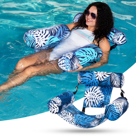 Syncfun Pool Floats Chairs Adults, Inflatable Pool Lounge Chairs, Plant Pattern Floating Pool Hammock Chair for Adults, Blow up Pool Noodles Floats for Pool Party Summer Water Fun