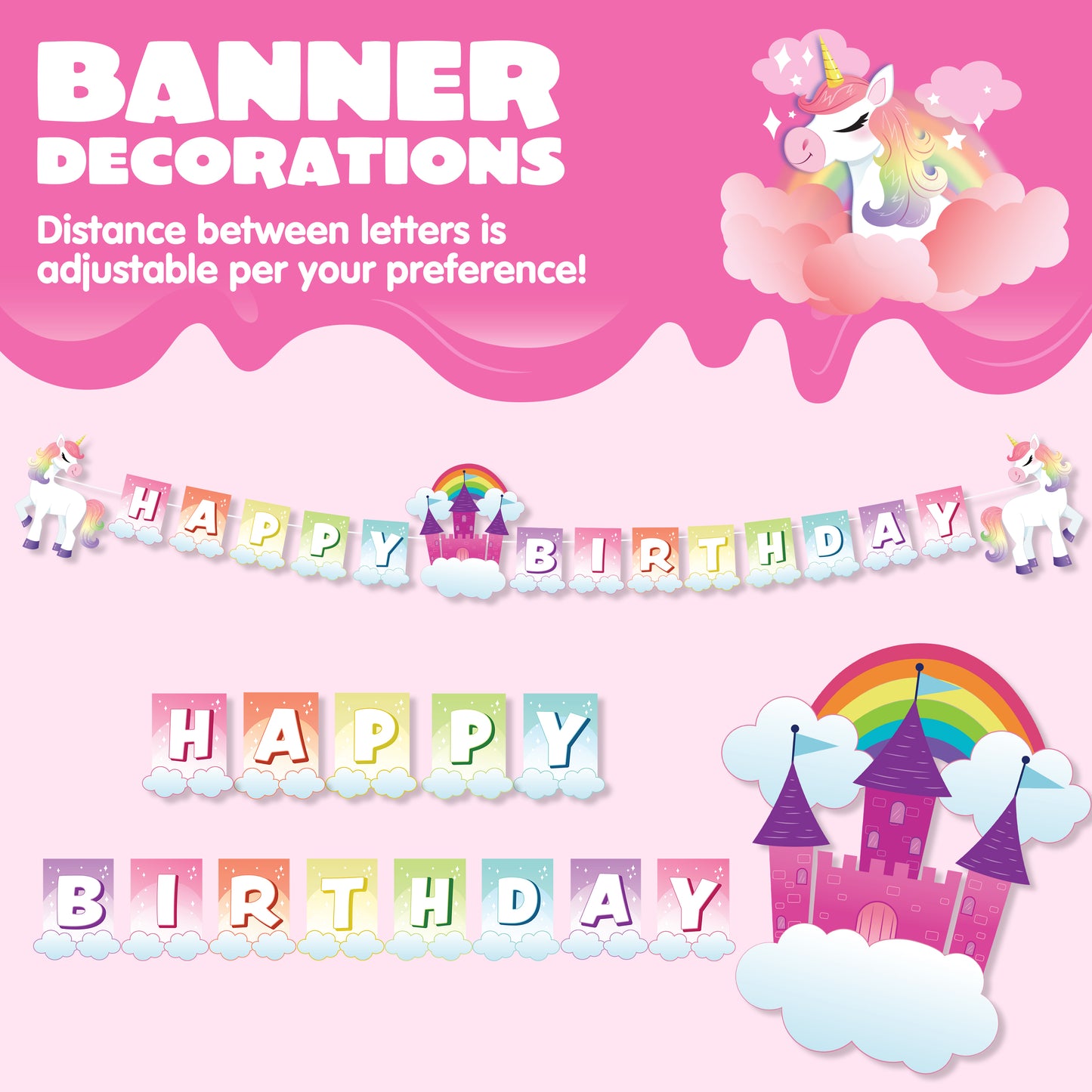 Syncfun 145 Pcs Unicorn Party Supplies with Unicorn Banner for Girls Birthday Party, 24 Serves Disposable Tableware Set for Unicorn Themes Party Kids Age 2 3 4 5 6 7 8