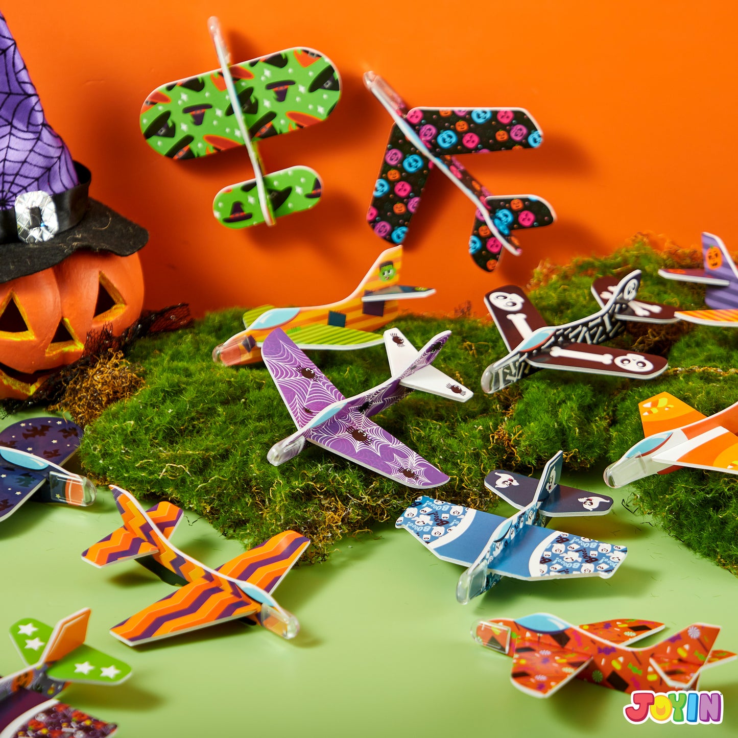 Joyfy 48 Pcs Halloween Foam Airplanes,12 Different Airplane Designs Halloween Toys Party Favors for Kids,Halloween Treat Bag Fillers
