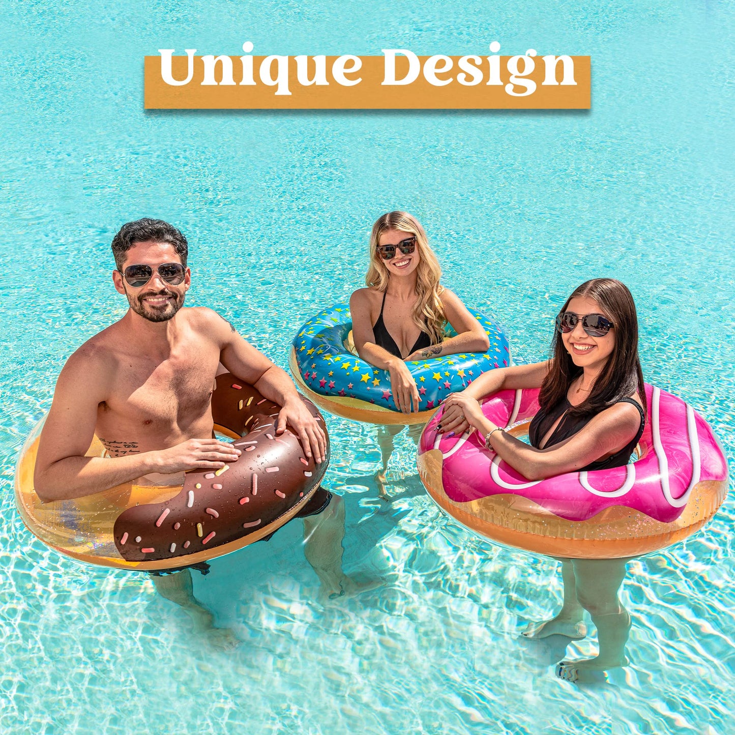 Syncfun 3 Packs 32.5'' Donuts with Glitters Pool Floats for Kids and Adults, Swim Tube Pool Rings Funny Tube Toys for Swimming Pool Party Decorations (4.0) 4 stars out of 4 reviews 4 reviews
