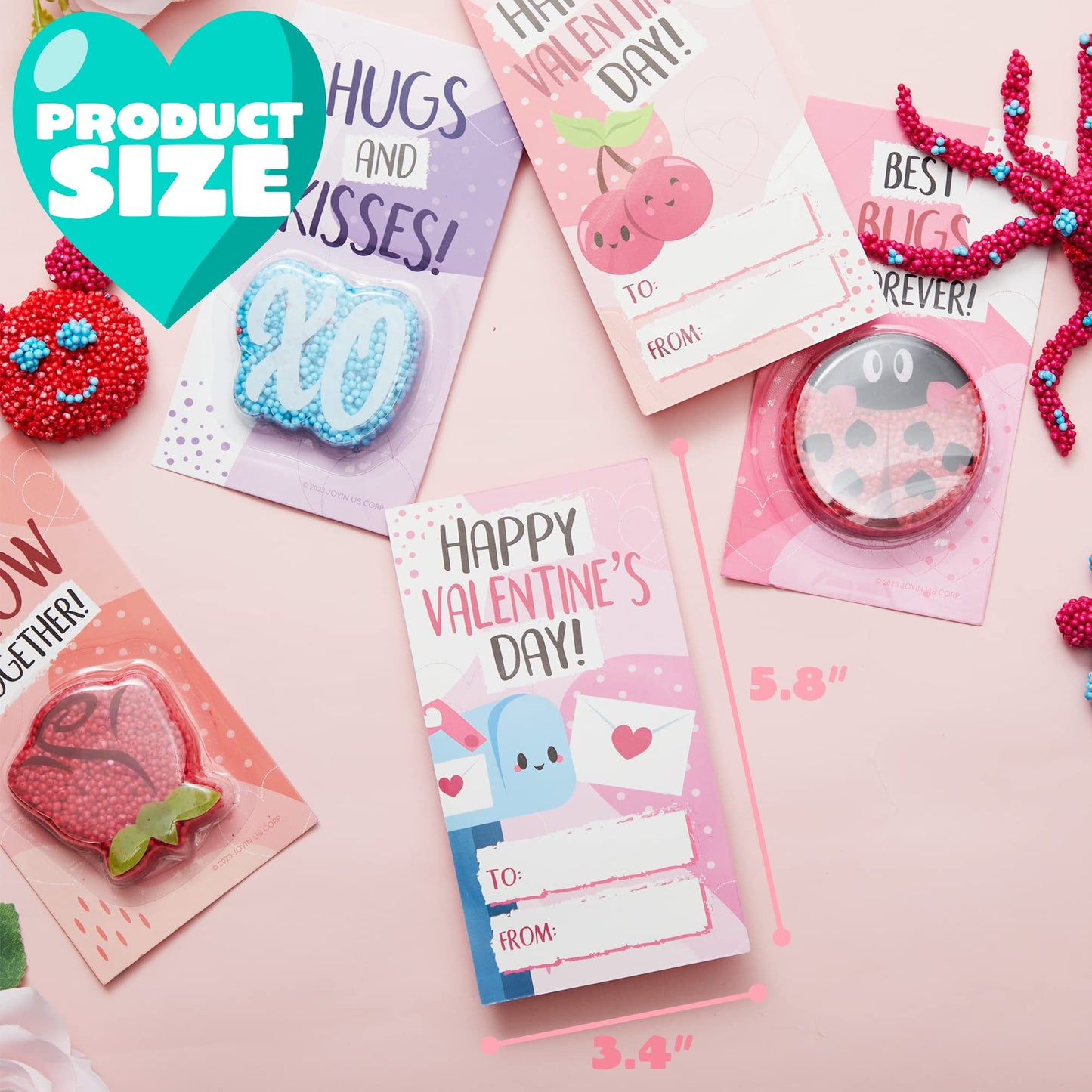 12 PCS Valentines Cards with Foam Squishy Toy for Kids, Valentines Gifts Set Stress Relief Fidget Toy for Boys Girls Valentines Class Exchange Cards