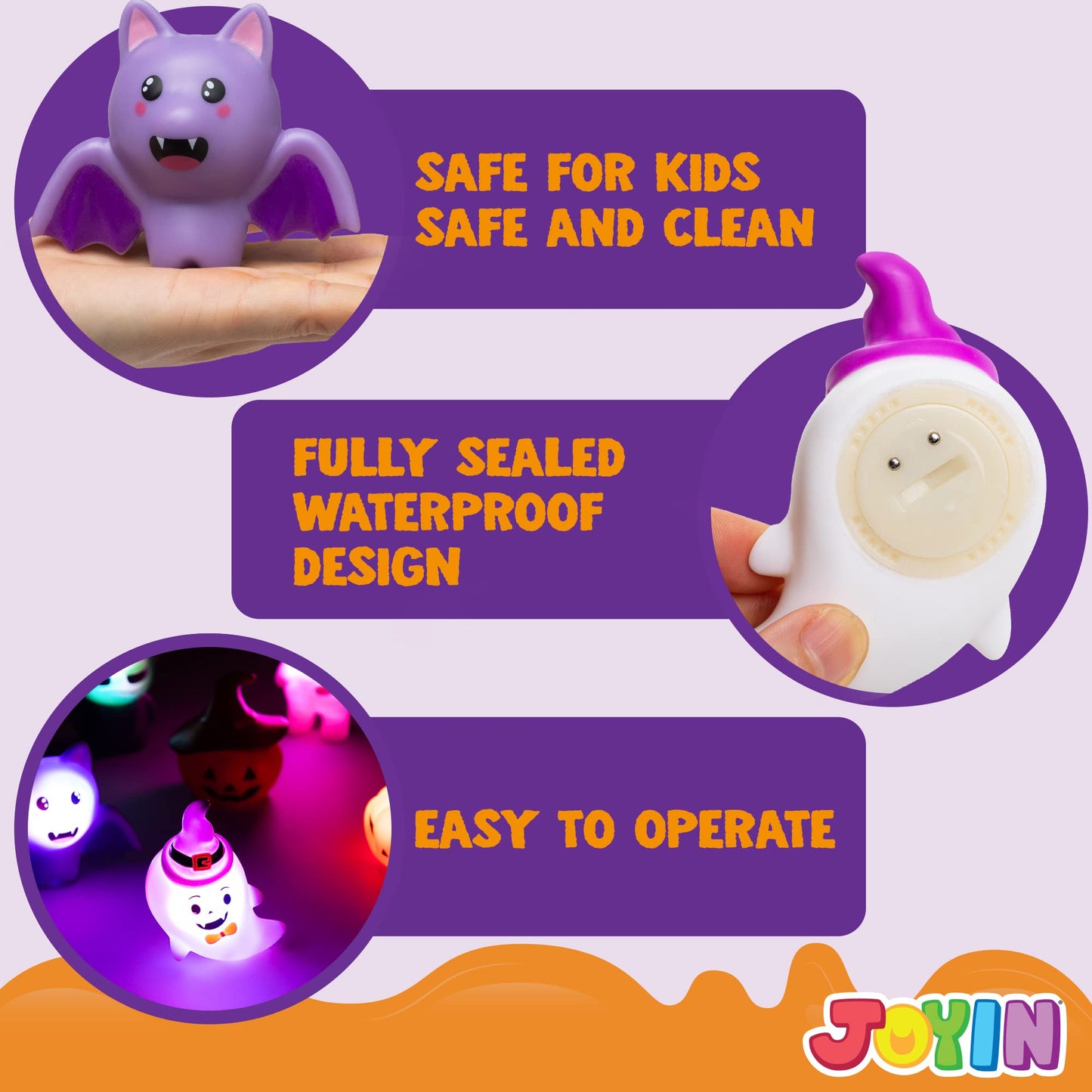 Syncfun 6 Pcs Halloween Bath Toys,Light Up Bathtub Toys Led Halloween Toys for Baby Toddler Kids,Halloween Toys for Treat Bags
