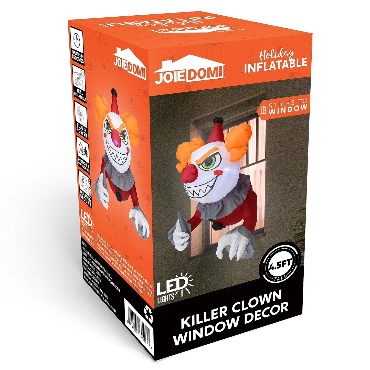 Syncfun 4.5 FT Halloween Inflatable Killer Clown Broke Out from Window with Built-in LED Blow Up Inflatable for Window Decoration Yard Garden Lawn Decor