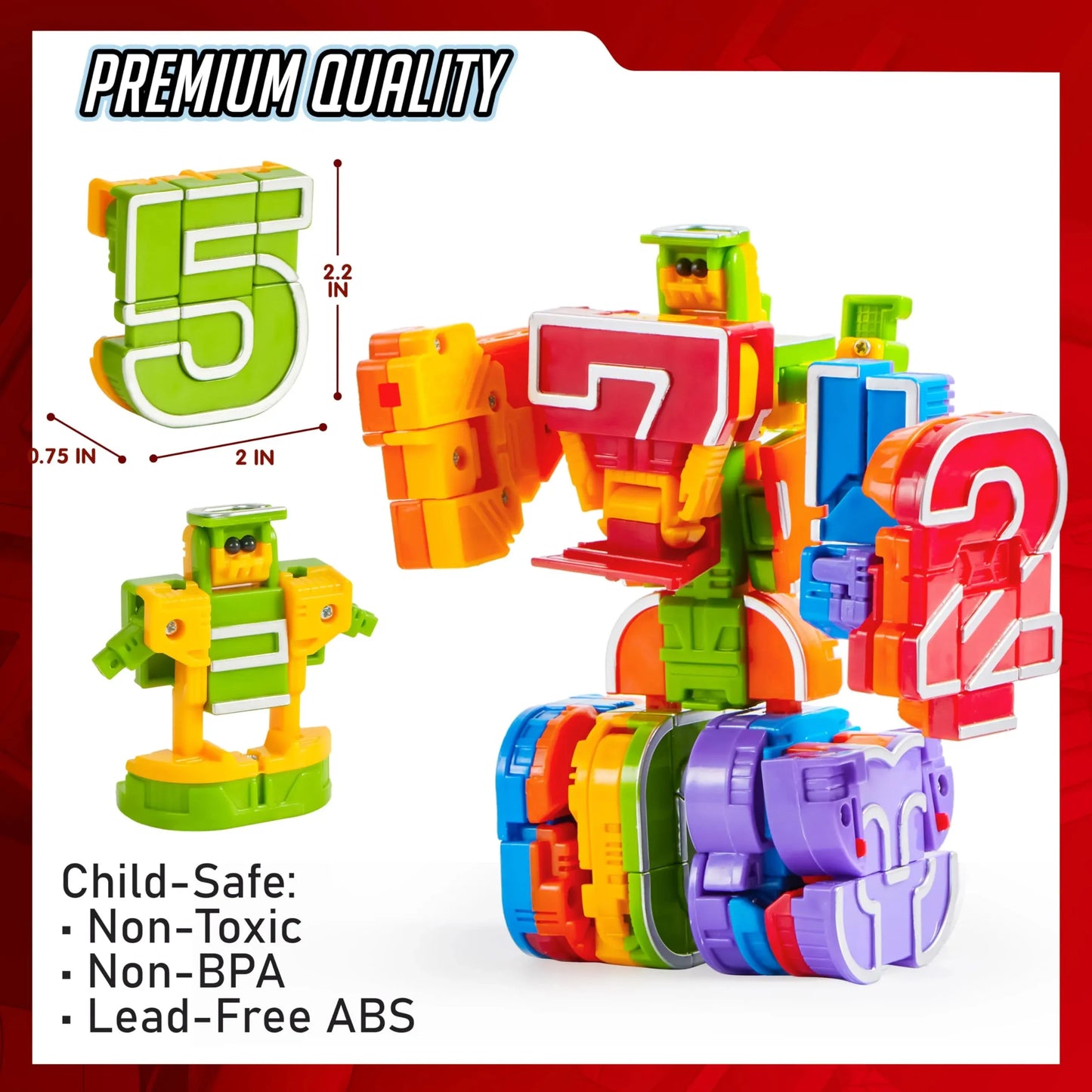 Syncfun 10 Pcs Letters Learning Toys, Action Figure Number Bots Toys, Alphabet Robots Toys for Kids Girls Boys 3-6 Years Old