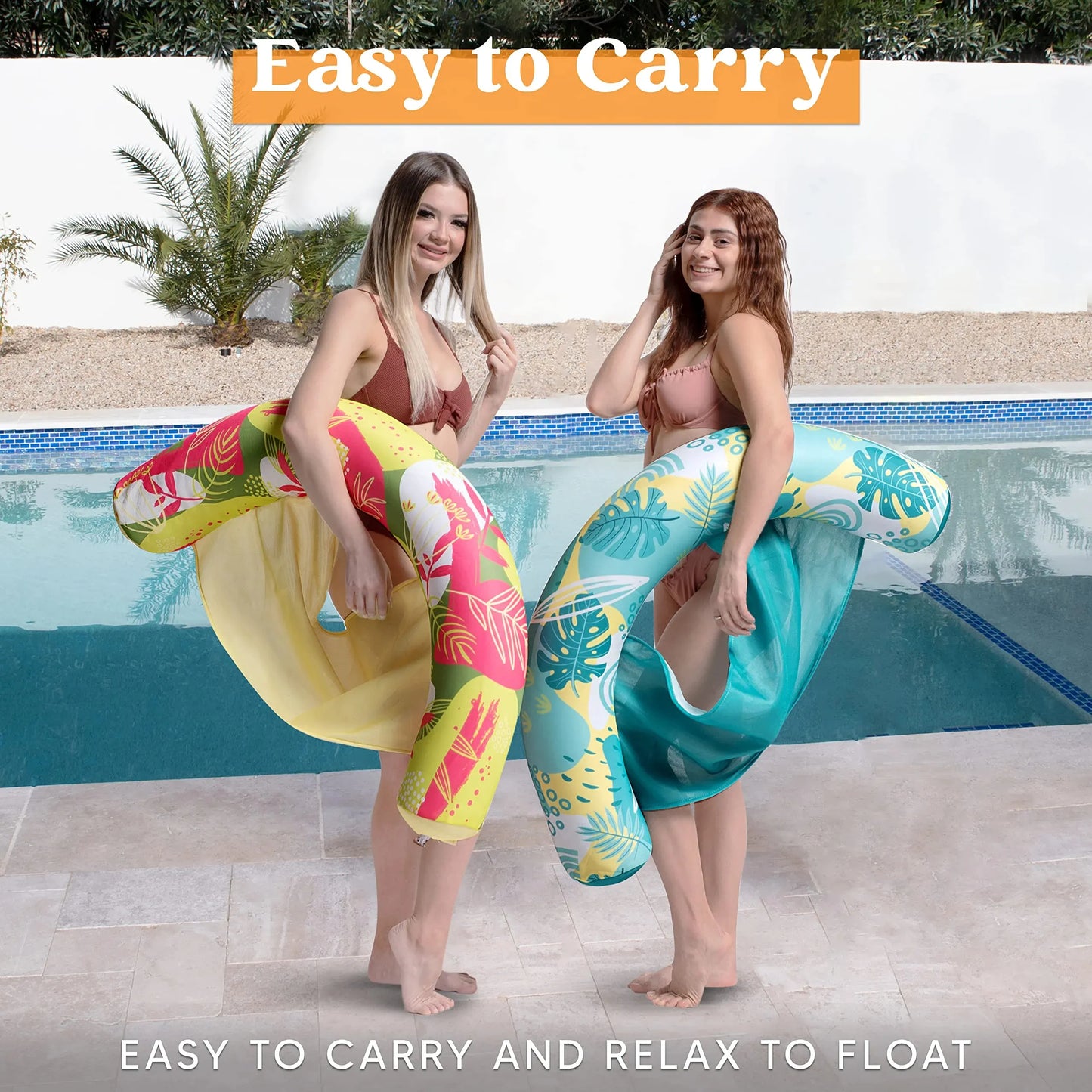 Syncfun 2 Packs Inflatable Pool Floats Chairs for Adults, Floating Noodle Chair with Stripes for Swimming Pool Water Chair Pool Lounger Party Floaties