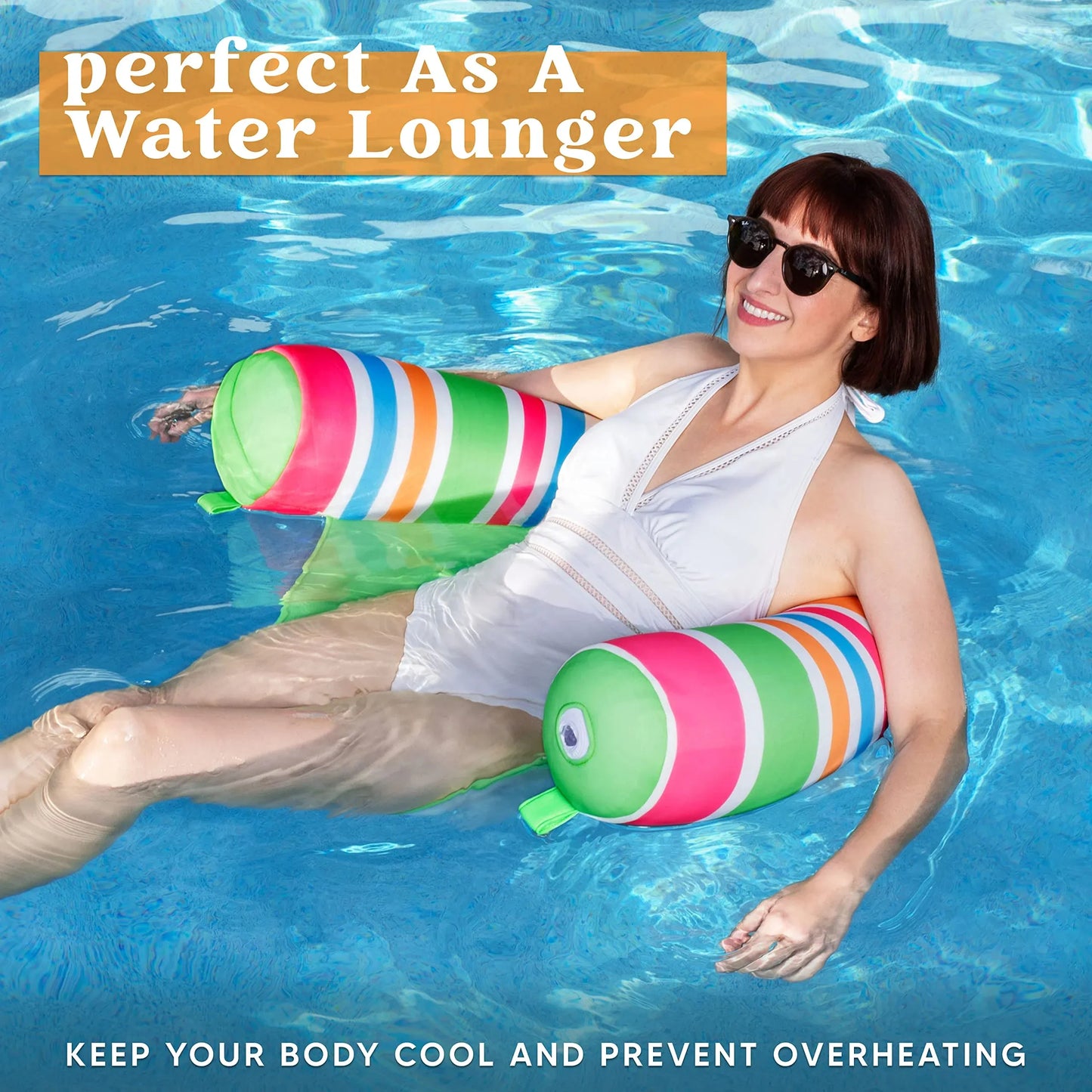 Syncfun 2 Packs Inflatable Pool Floats Chairs for Adults, Floating Noodle Chair with Stripes for Swimming Pool Water Chair Pool Lounger Party Floaties