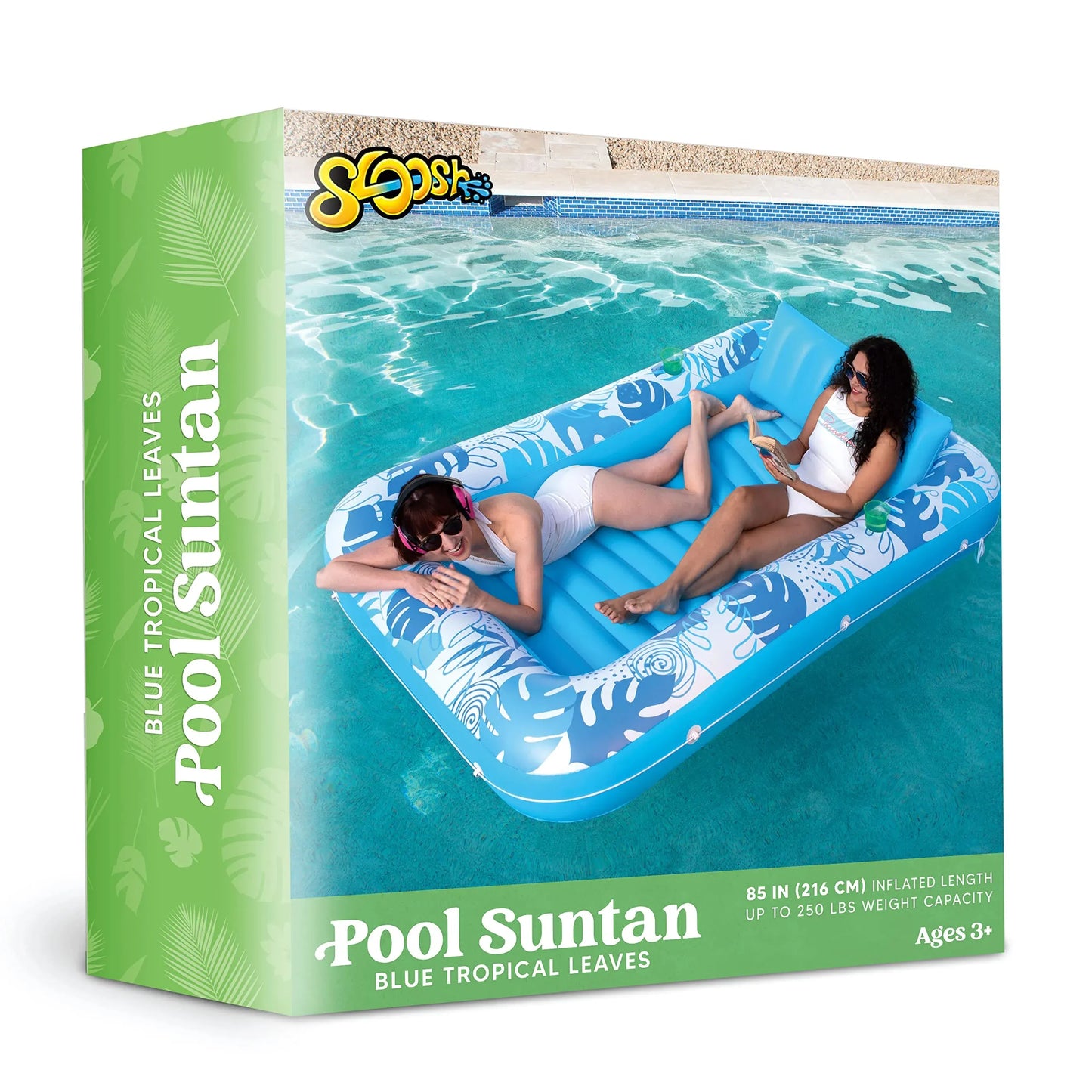 Syncfun Inflatable Tanning Pool Lounger Float, 85" x 57" Extra Large Suntan Sun Tan tub for Adults & Kids, Tanning chair, Bed Blow up, Raft Lounge Floatie, XL-Blue