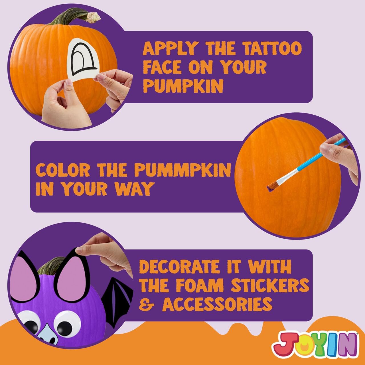 Joyfy 3D Halloween Stickers Pumpkin Decorations Kit,Pumpkin Face Stickers for Halloween Party Supplies Games,Halloween Crafts for Kids
