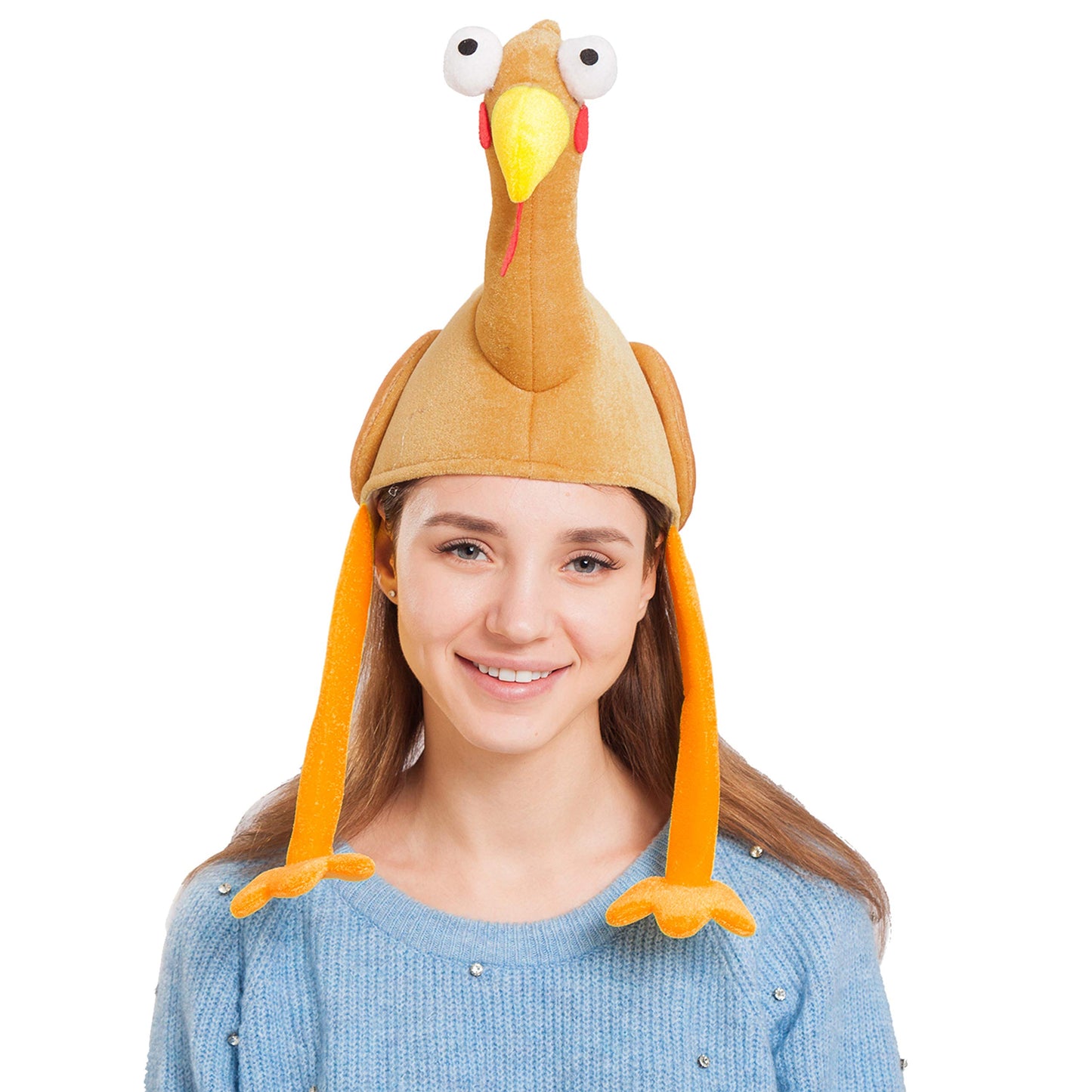 Spooktacular Plush Turkey Gobbler Hat with Long Neck for Happy Thanksgiving Party Costume, Outfit and Dress