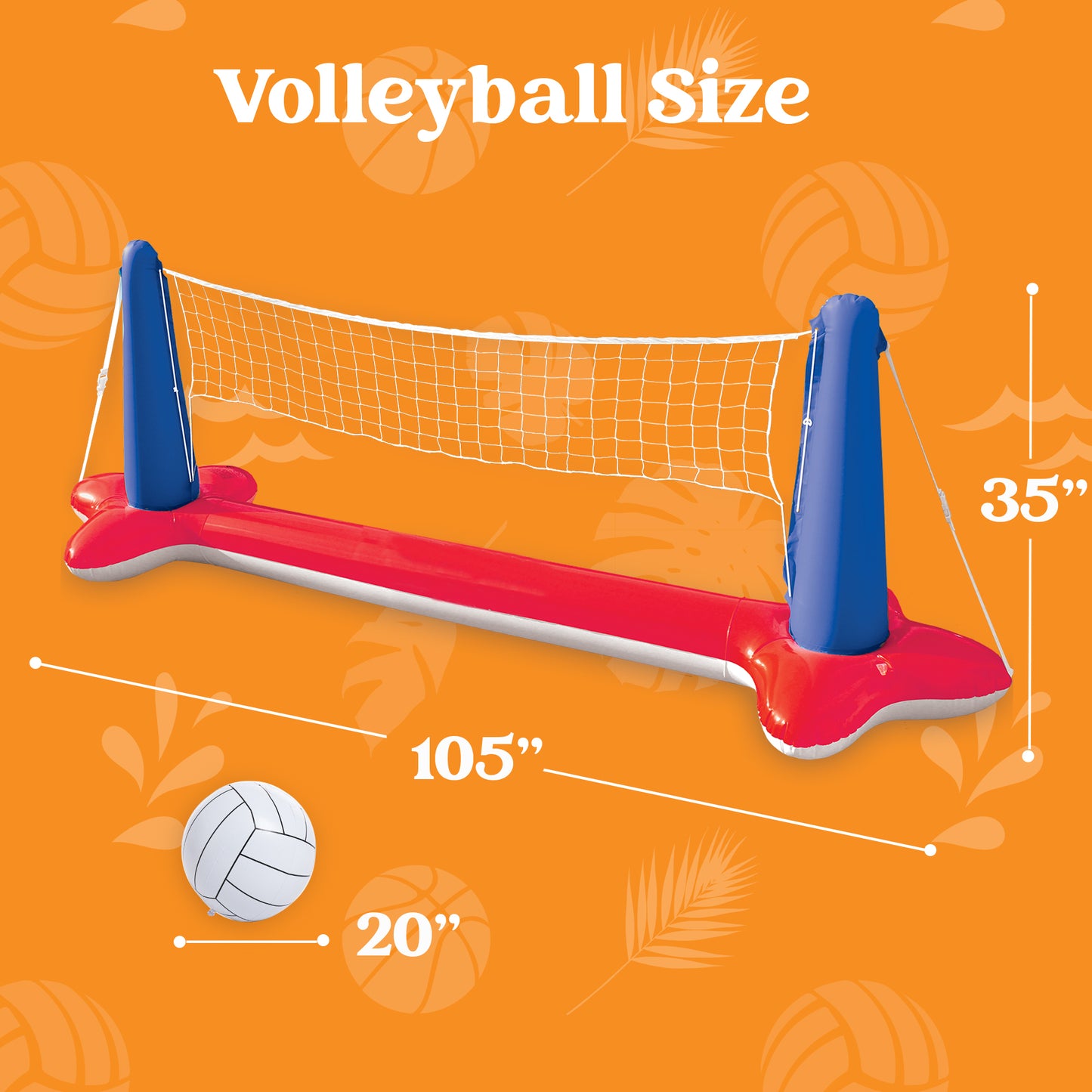 Syncfun Inflatable Pool Float Game Set with Inflatable Volleyball Net & Basketball Hoops, Summer Pool Game for Kids and Adults - Red
