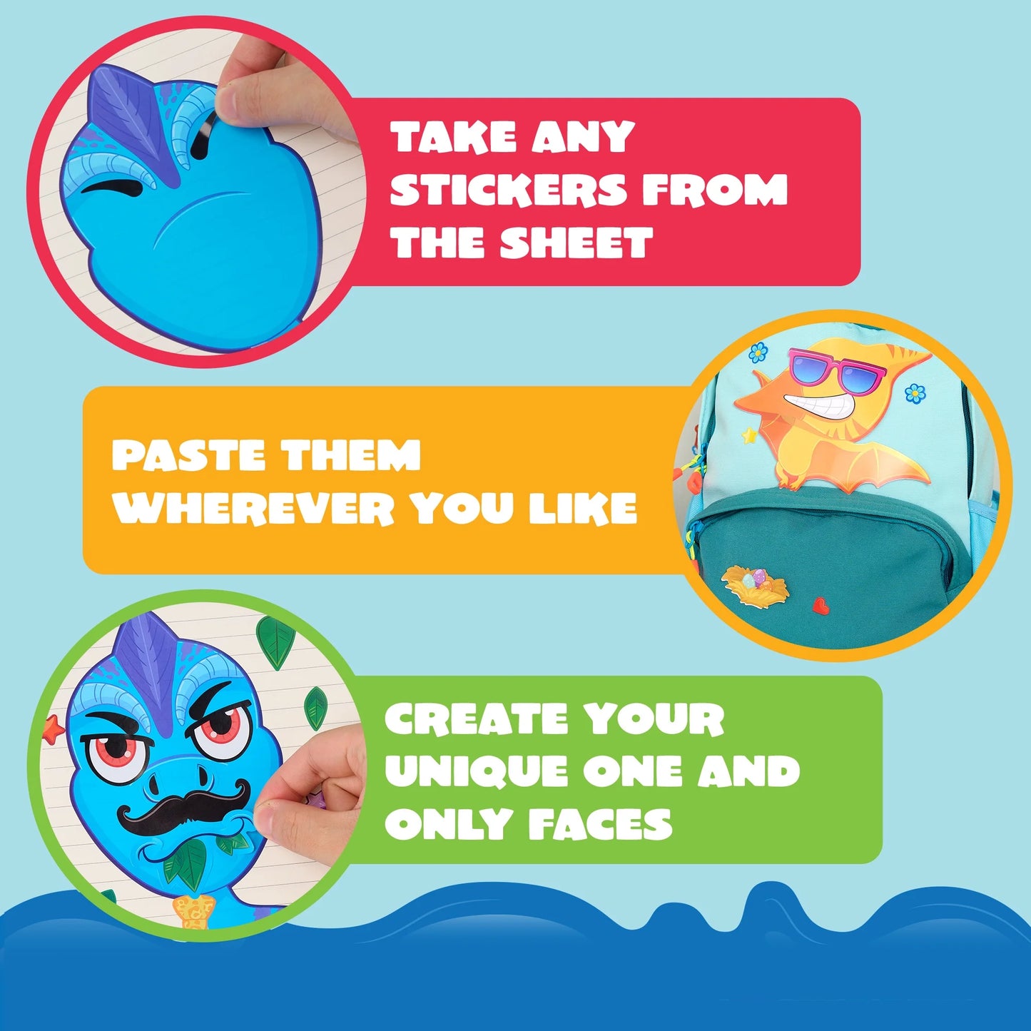 Syncfun 24 Sheets Make-a-face Sticker Sheets 6"x 9" Make Your Own Animal Dinosaur and Match Craft Sticker for Kids Party Favor Supplies for Boys Girls