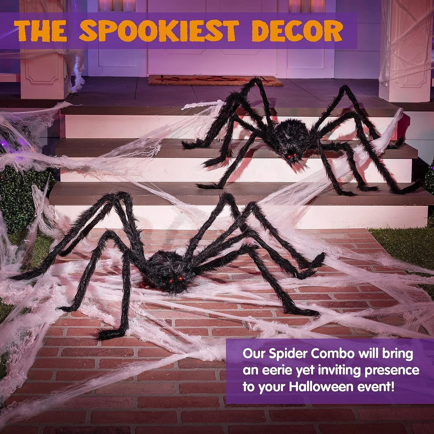 Joyfy 2 Pack 5 FT Giant Spider Halloween Decorations,Scary Spider Halloween Decorations Outdoor Party Decorations Props Halloween Yard Decorations,Black