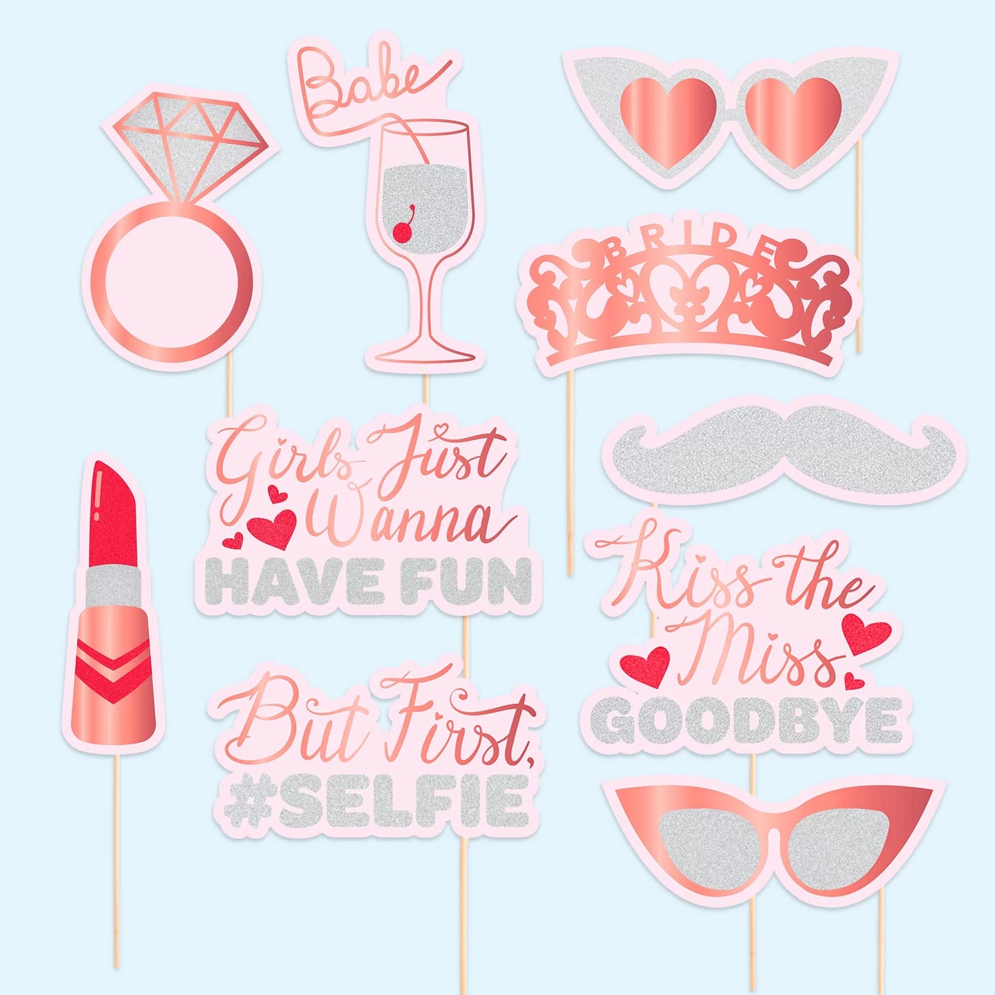 JOYIN 24 Pack Bachelorette Photo Booth Props, Bachelorette Party Decorations-Including Stick and Strike a Pose Sign,Rose Gold Future Future Mrs Party Supplies,Bride to Be, Bridal Shower