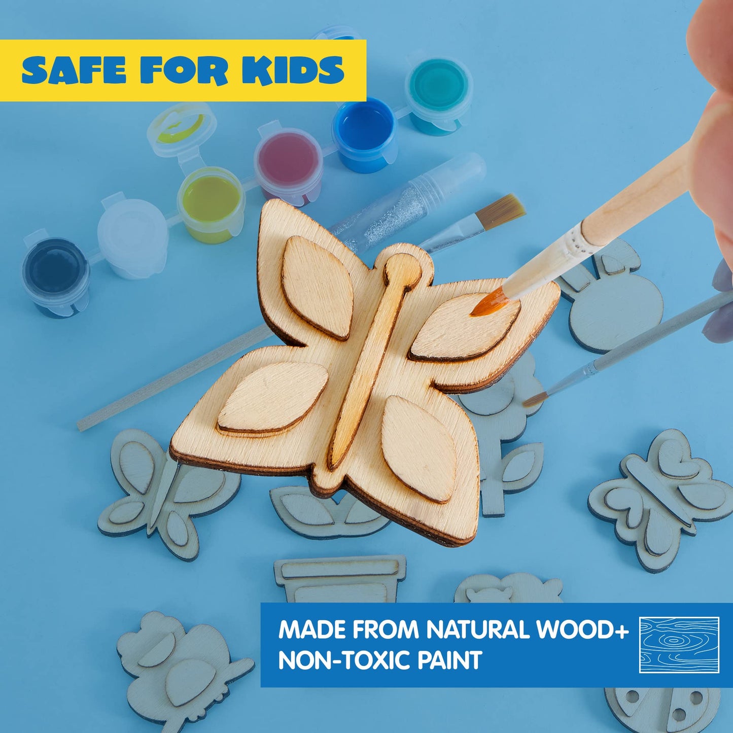 Syncfun 12pcs Painting Kits For Kids, Wood Craft Kits for Toddlers' Paint Activities, Arts And Craft Gift for Party Favors, Boys Girls Ages 3+