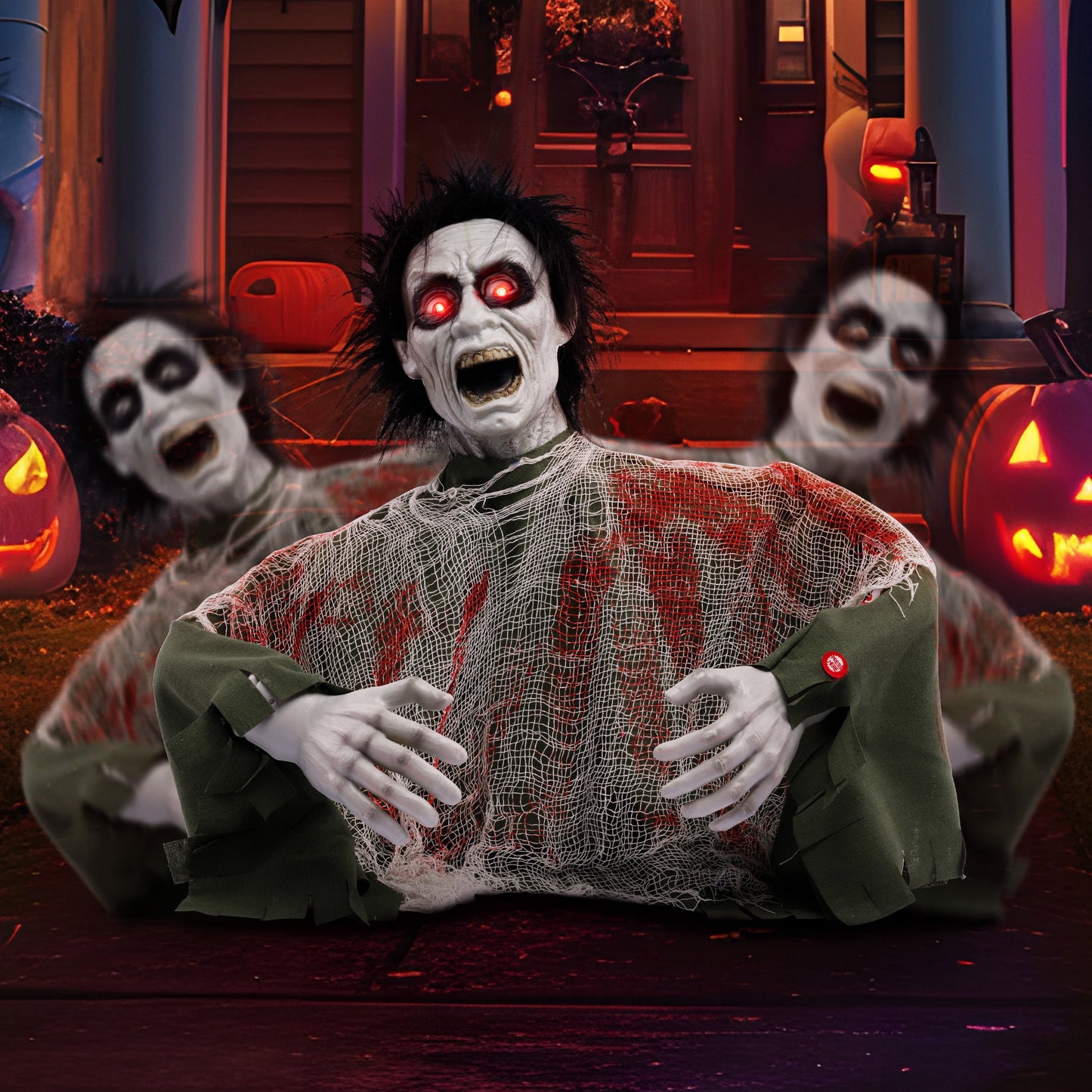Joyfy Halloween Decorations Outdoor,Animatronics Groundbreakers with Sound & Glowing Eyes for Graveyard,Zombie Props Halloween Outside Decor