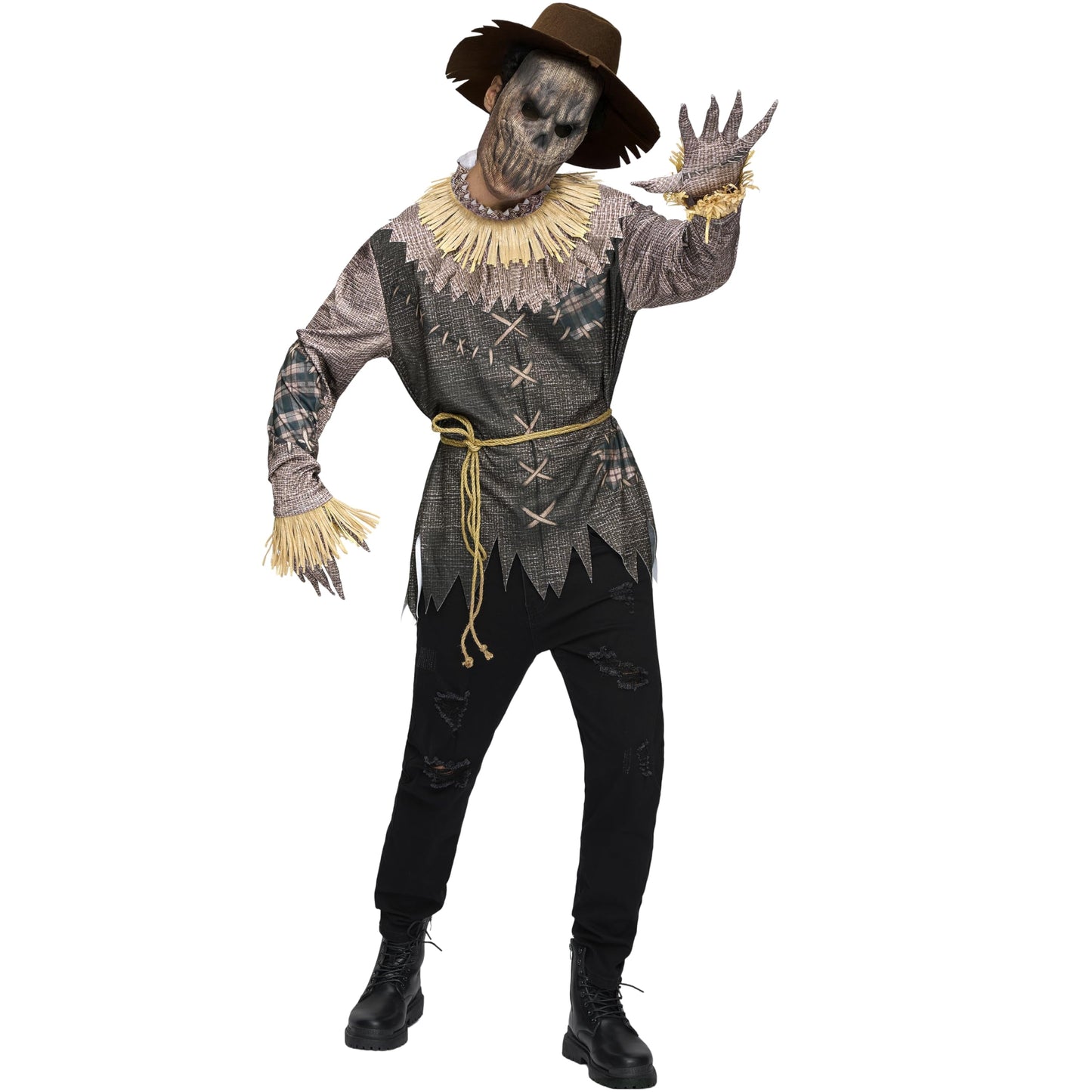 Joyfy Scary Scarecrow Costume for Adult Men Halloween Dress up Party Cosplay