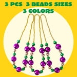 3 carnival giant bead necklaces, 44 inch gold green purple necklace, used for carnival parade decoration party supplies