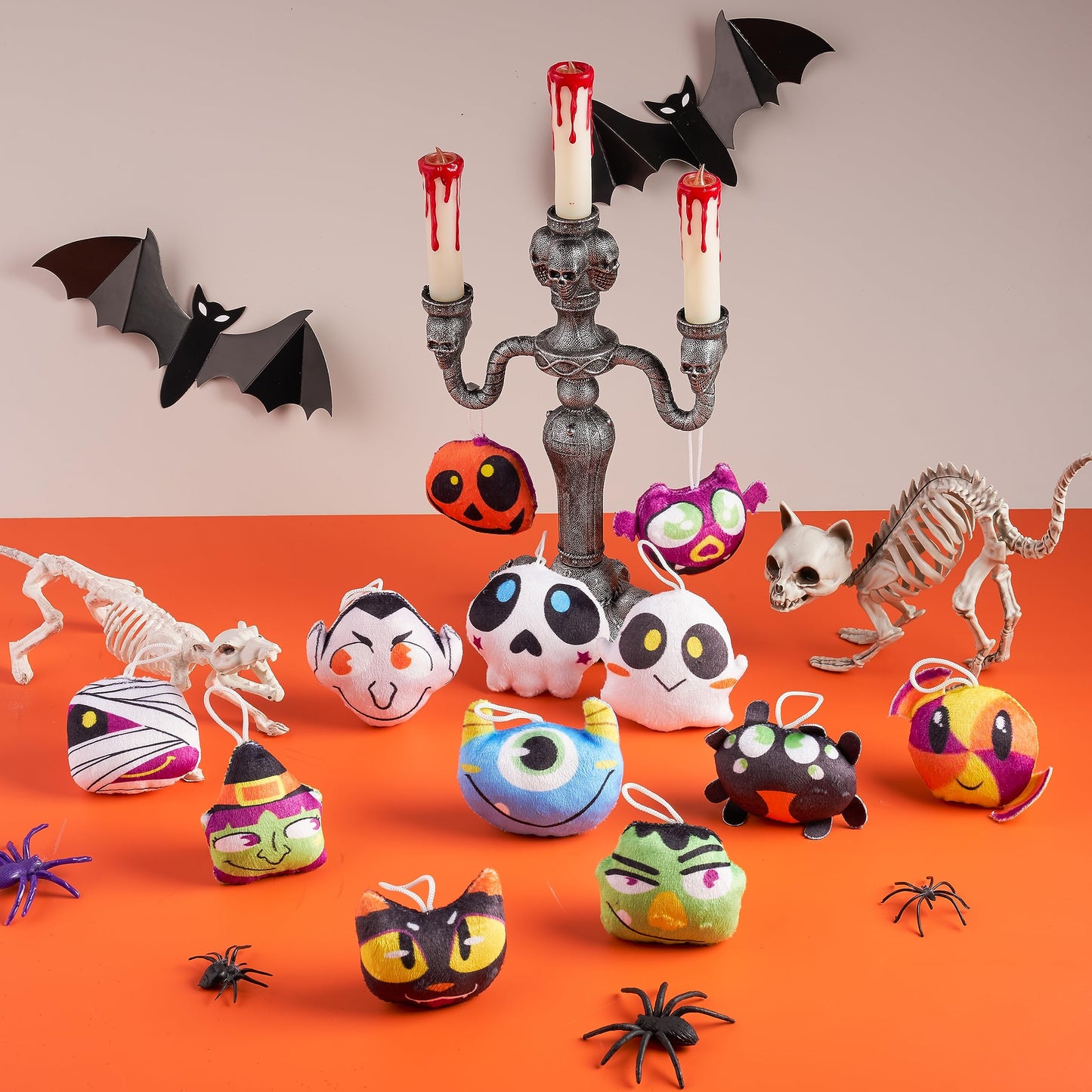Sycnfun 12 Pcs Halloween Plush in Blind Bags,Halloween Mini Stuffed Animal for Goodie Bags Stuffers,Halloween Crafts for Kids,Halloween Treats Prizes,Trick or Treat Gift Exchange