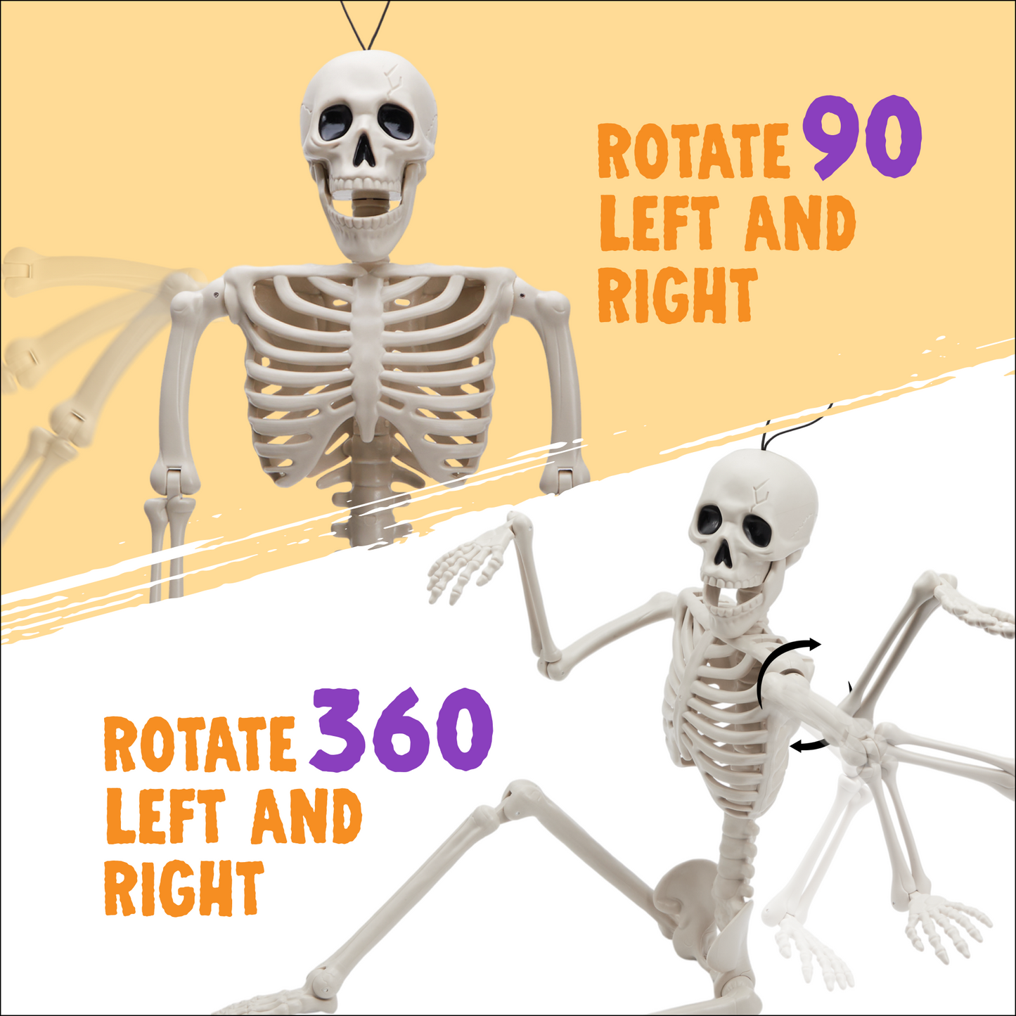 Syncfun 6 Pcs Skeleton Halloween Decorations,16 Inch Full Body Poseable Skeleton with Movable Joints for Halloween Indoor Outdoor Party,Graveyard,Haunted House Accessories