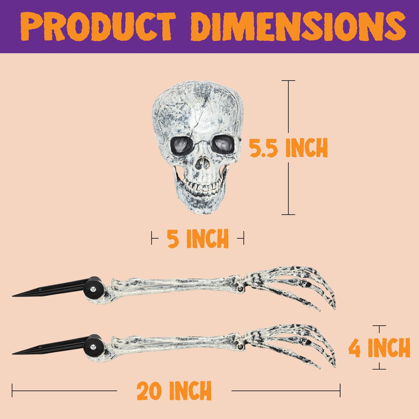 JOYIN Halloween Decorations Skeleton Stakes,Realistic Looking Yard Lawn Garden Stakes,Groundbreakers for Best Halloween Yard Decorations Outdoor Graveyard
