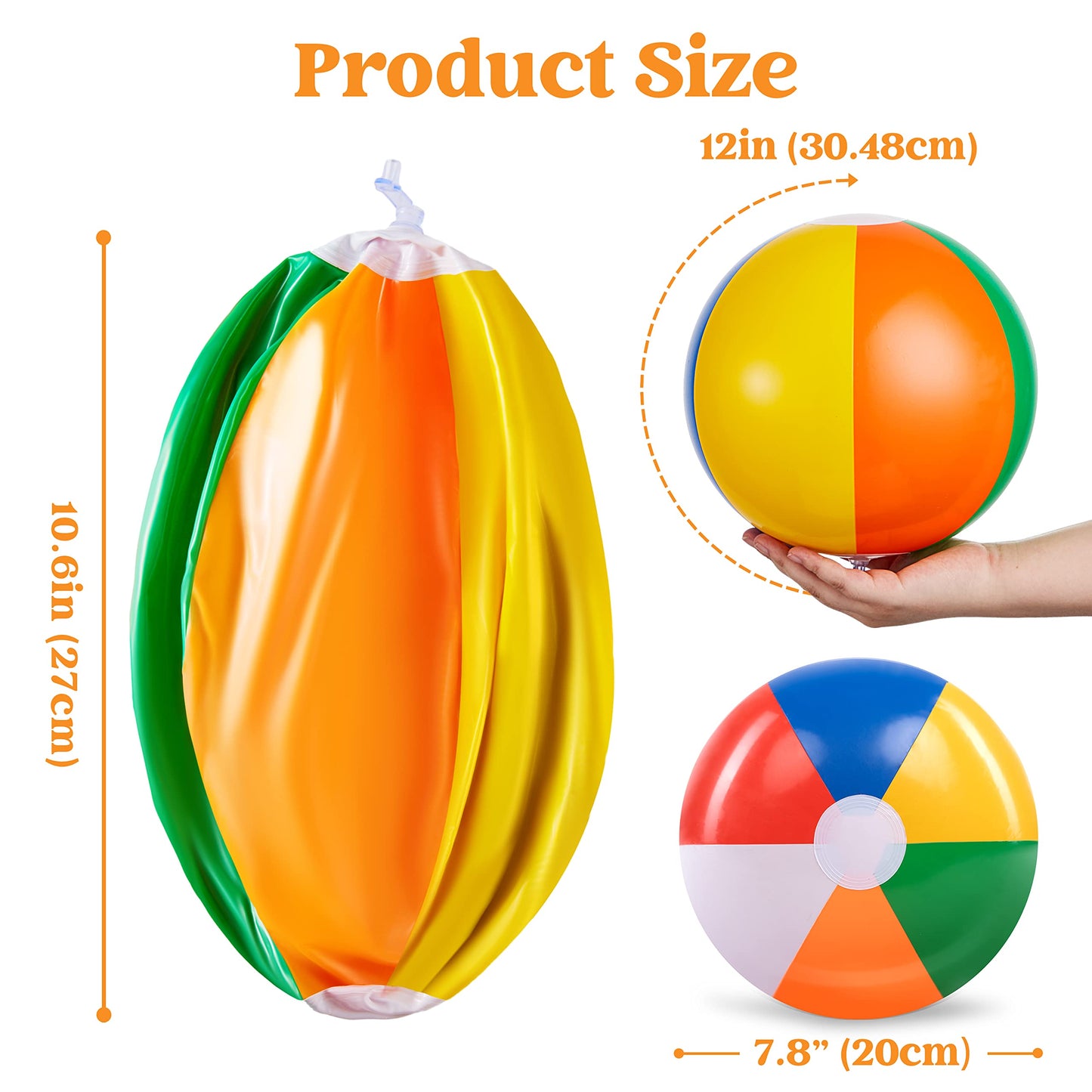 Syncfun Rainbow Beach Balls(12 Pack), 12'' Inflatable Swimming Pool Toys for Summer Water Games Kids Birthday Party Supplies Combo Set Include Inflatable Beach Balls
