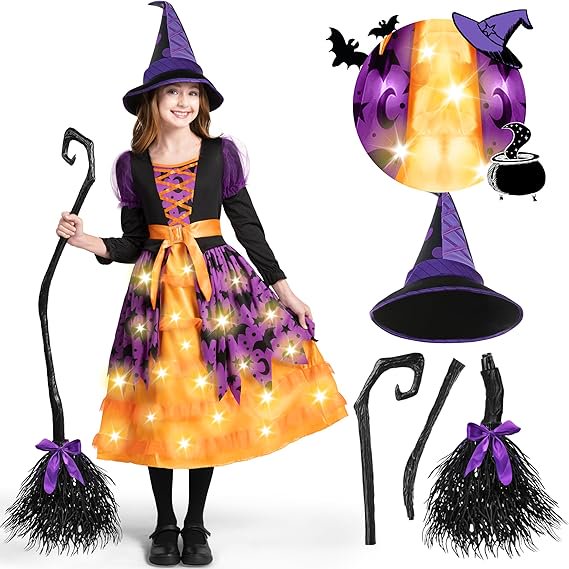 Joyfy Child Girl light up bat witch tutu costume
