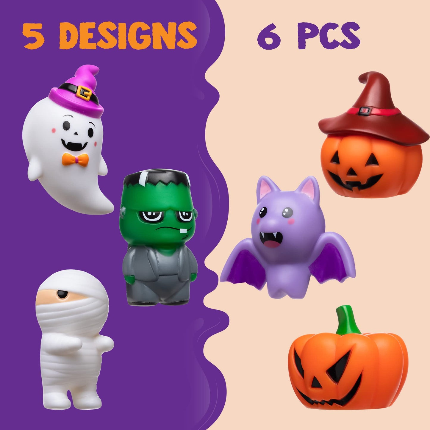 Syncfun 6 Pcs Halloween Bath Toys,Light Up Bathtub Toys Led Halloween Toys for Baby Toddler Kids,Halloween Toys for Treat Bags
