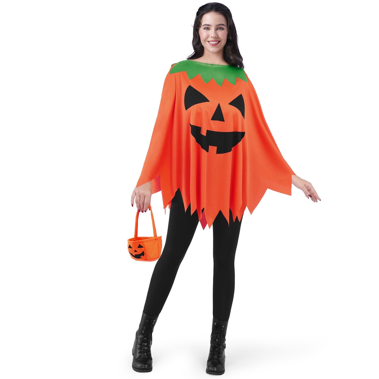 Joyfy Women Pumpkin Poncho Costume Adult, Pumpkin Costume Halloween Costumes for Women Fancy Dress Cosplay