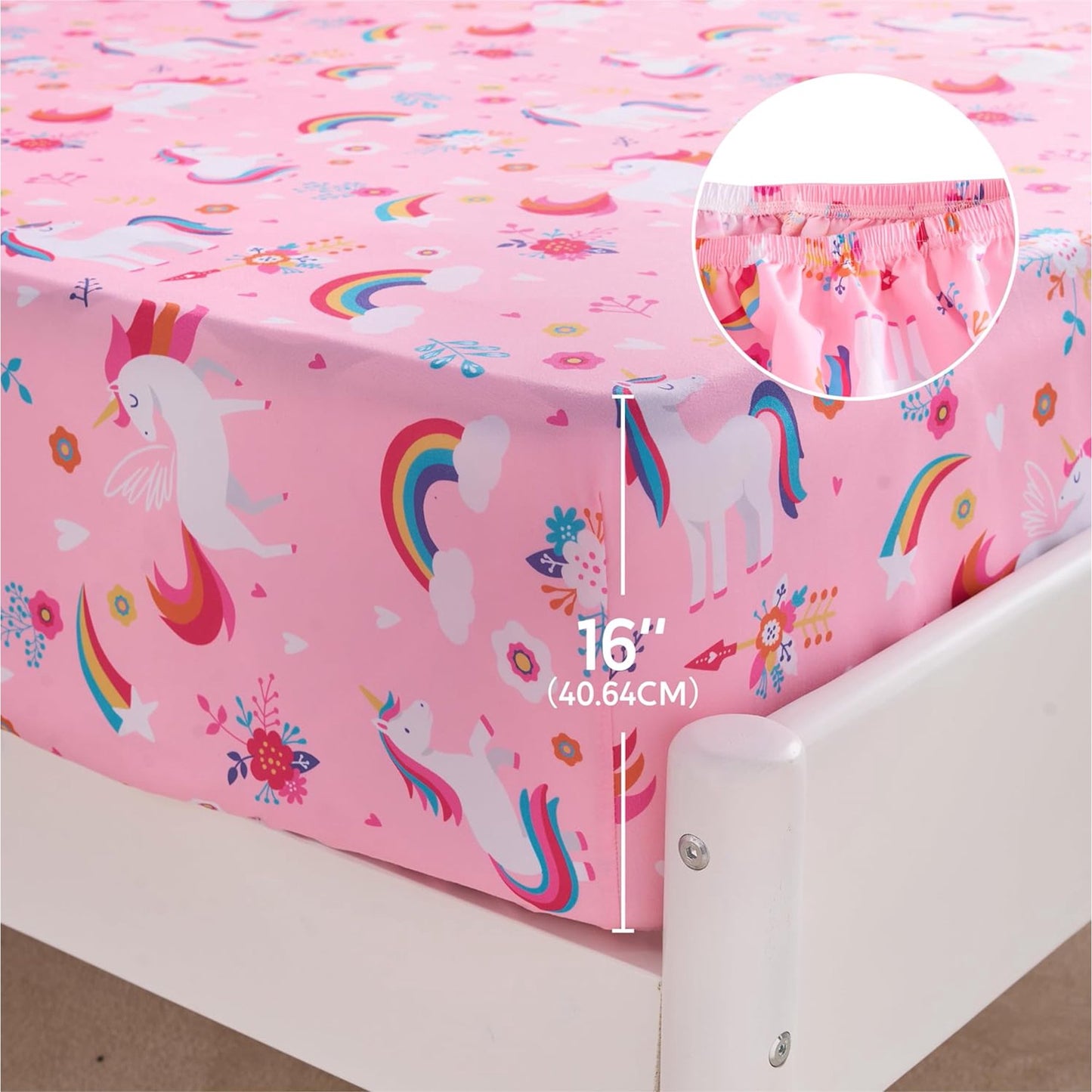 SYNCFUN 3 PCS Unicorn Kids Twin Sheet Set, Cozy Toddler Bedding Set - Soft Microfiber Bed Sheets - Fade Resistant Breathable for Boys Girls Teens