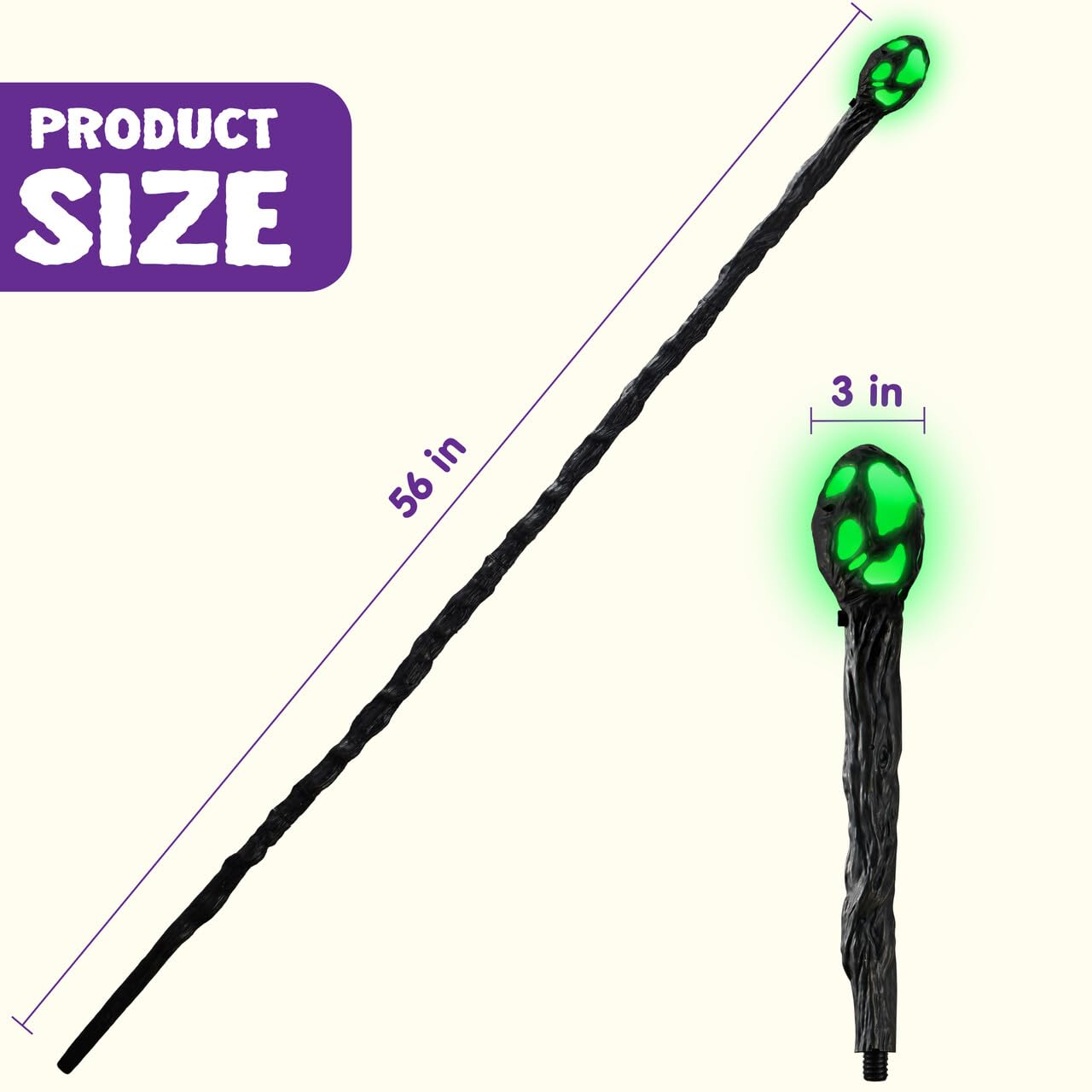 SYNCFUN Halloween Led Wizard Staff,Magic Walking Cane Prop Stick for Womens Witch Costume Accessories Adult Light Up Accessories Halloween Costume