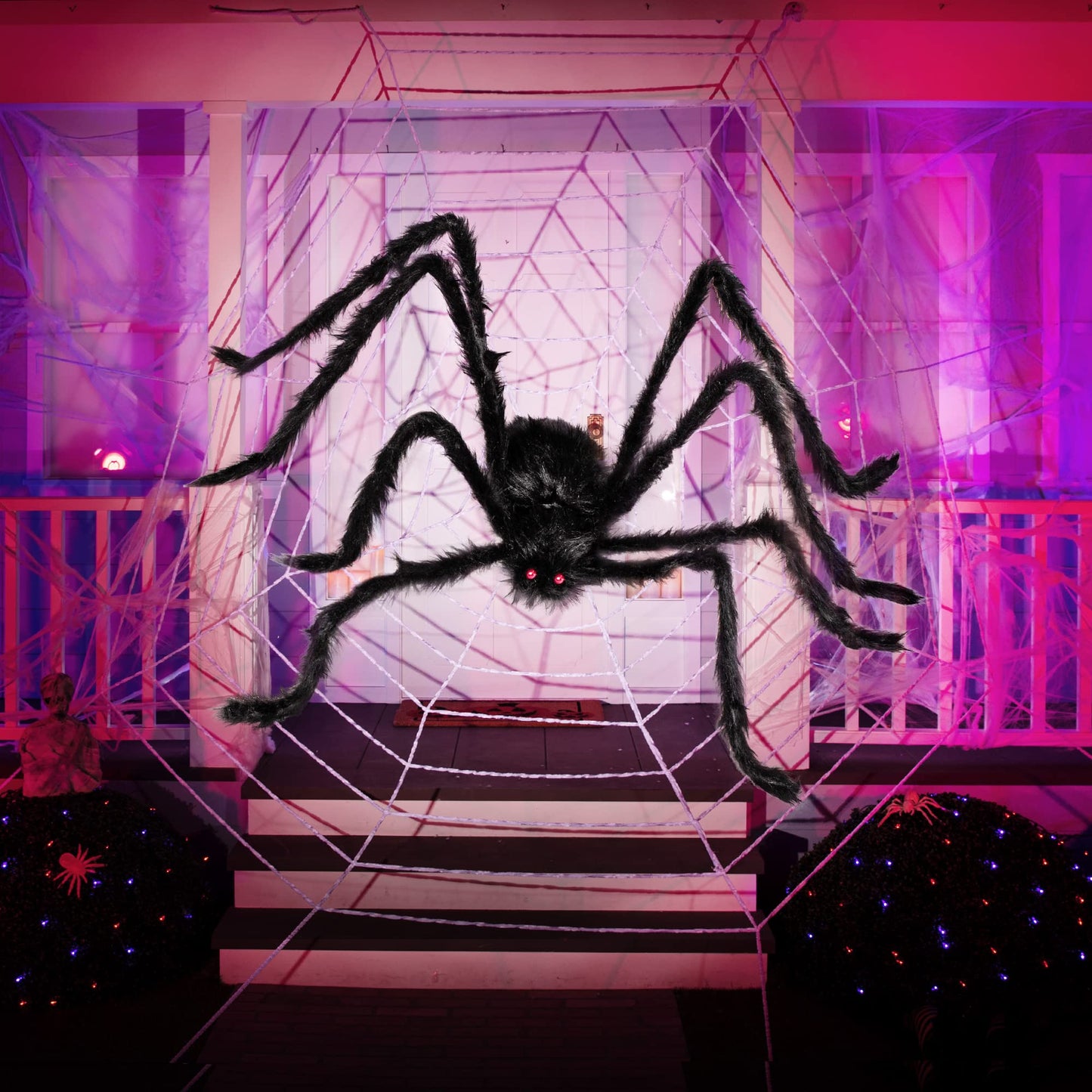 Joyfy 5 ft Giant Spider Halloween Decorations,Scary Spider Halloween Outdoor Party Decorations Props Halloween Yard Decorations,Black