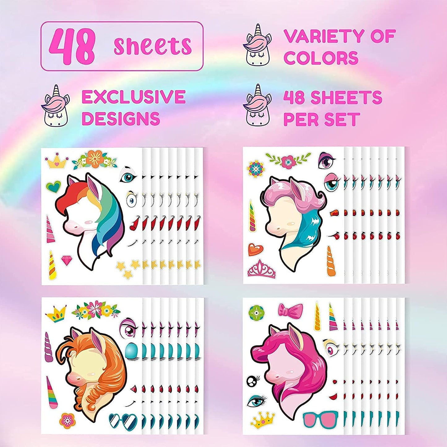 SYNCFUN 36 Sheets Make-a-Face Sticker Sheets, 1000+ Make Your Own Animal Mix and Match Stickers for Kids, Birthday Holiday Party Favor Craft Gifts for Toddlers, 9.8"x6.7"