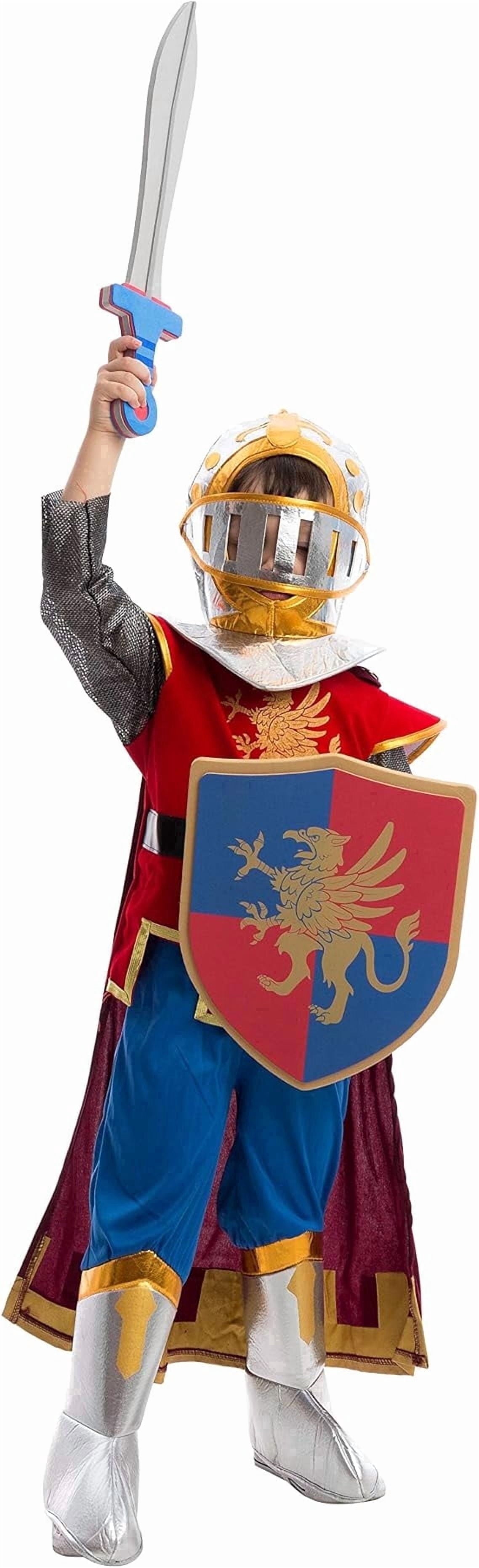 Joyfy Kids Medieval Knight Costume Set, Renaissance Toddler Costume with Armor for Halloween Role Play Party, Ages 3 4