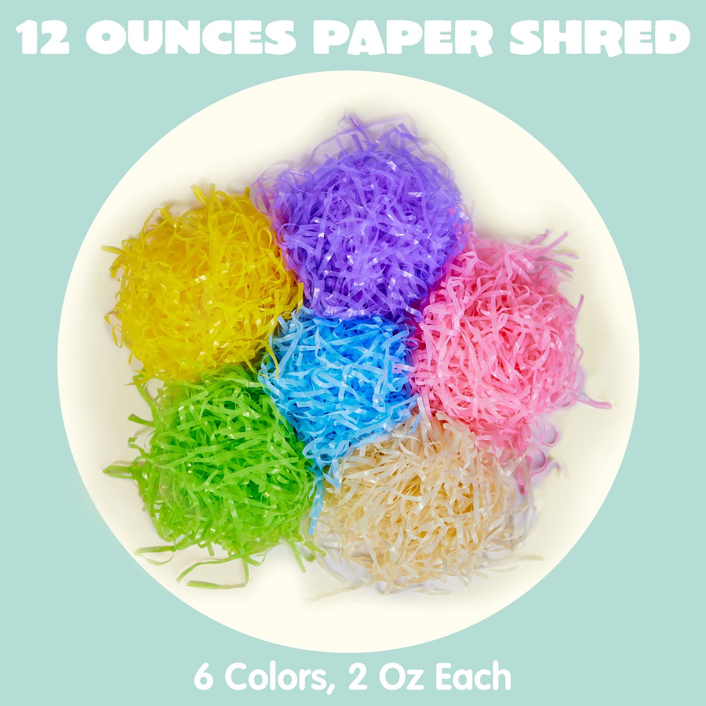 Joyfy 12 Oz Easter Plastic Grass in 6 Colors, Easter Shred Packaging Filler for Easter Basket Filling, Gift Wrapping, Easter Egg Stuffer Party Supplies