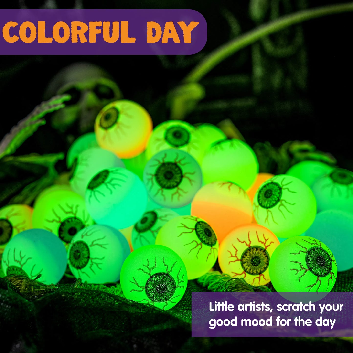 Joyfy 36 Pcs Halloween Bouncy Balls,Glow in The Dark Bouncy Balls Halloween Toys for Kids,for Trick or Treaters,Halloween Goodies,Halloween Party Favors