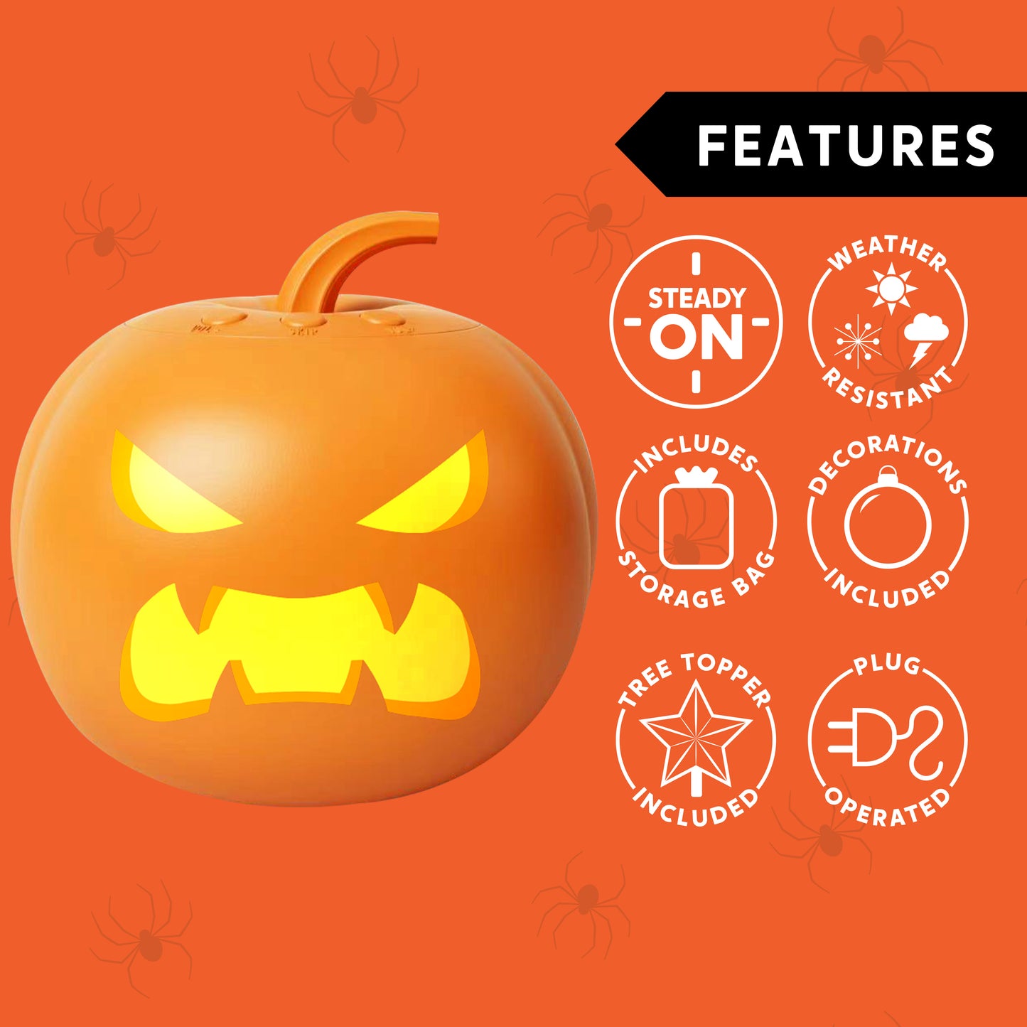 Syncfun 7 Inch Halloween Decorations Talking Pumpkin,Animated Pumpkin Face Expression and Music with Built in Projector & Speaker Plug and Play