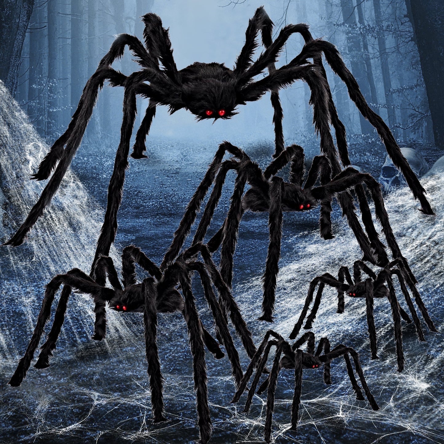 Joyfy 5 Pack Giant Spider Halloween Decorations,Scary Spider Halloween Decorations Outdoor Party Decorations Props Halloween Yard Decorations,Black