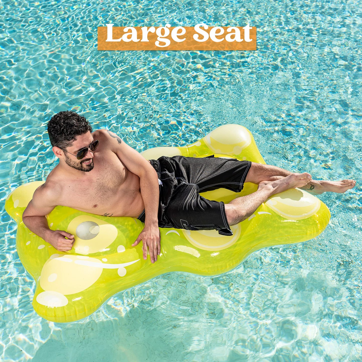 Syncfun 60'' Pool Floats, Gummy Bear Inflatable Floating Lounger Chair Water Hammock Raft Lounge Swimming Pool Floatie for Kids Adults