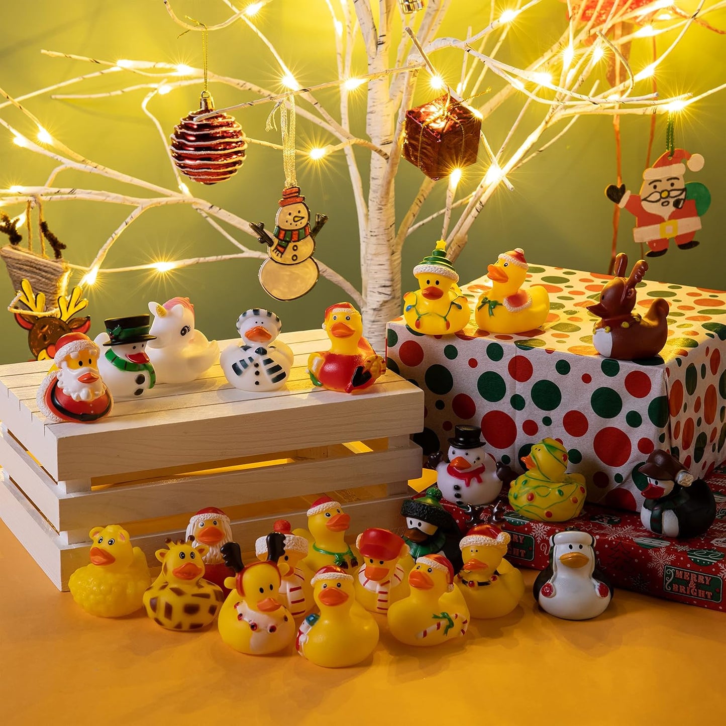SYNCFUN 24 Pcs Cute Christmas Rubber Ducks for Boys, Girls, Kids and Toddlers, Christmas Party Favor Gifts