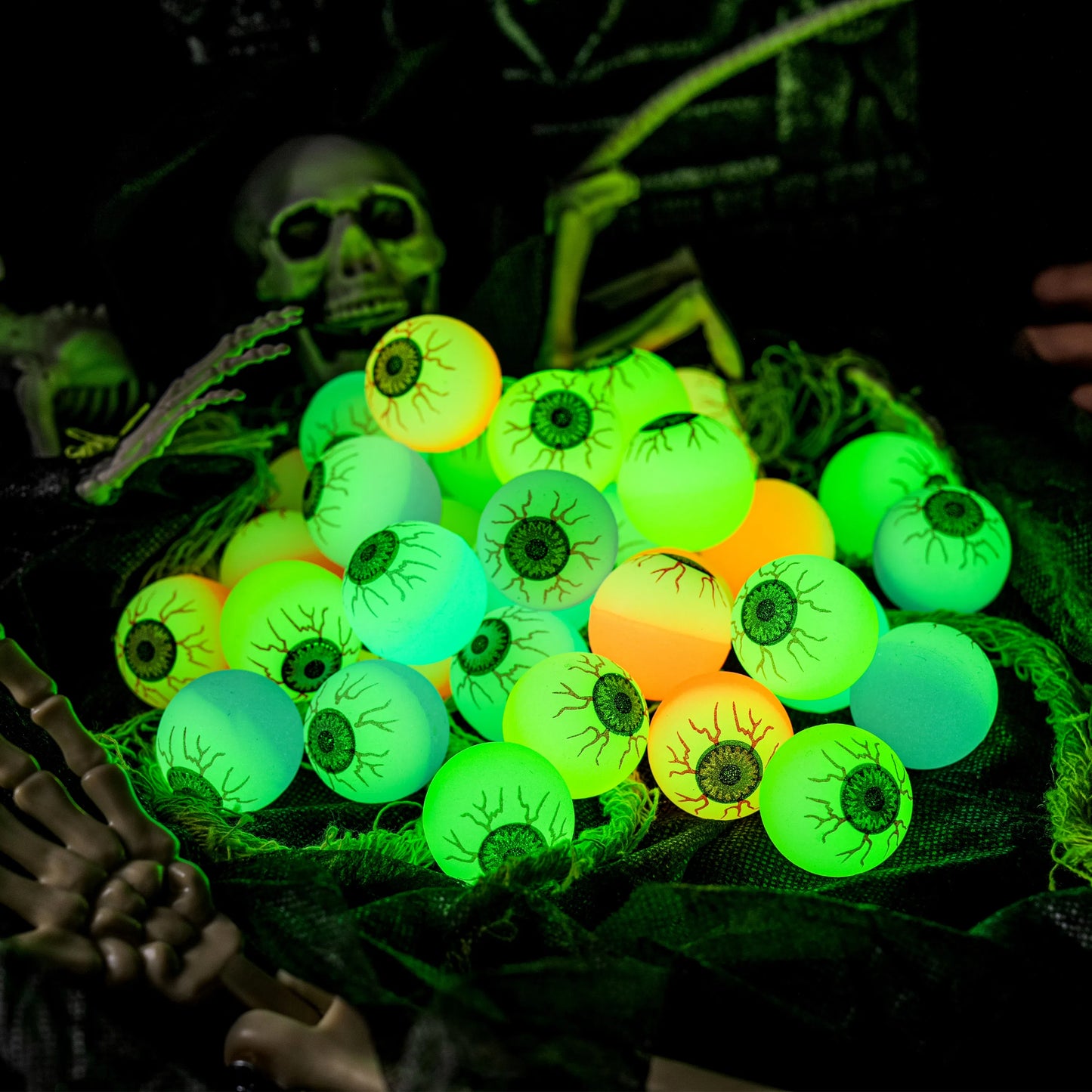 Joyfy 36 Pcs Halloween Bouncy Balls,Glow in The Dark Bouncy Balls Halloween Toys for Kids,for Trick or Treaters,Halloween Goodies,Halloween Party Favors