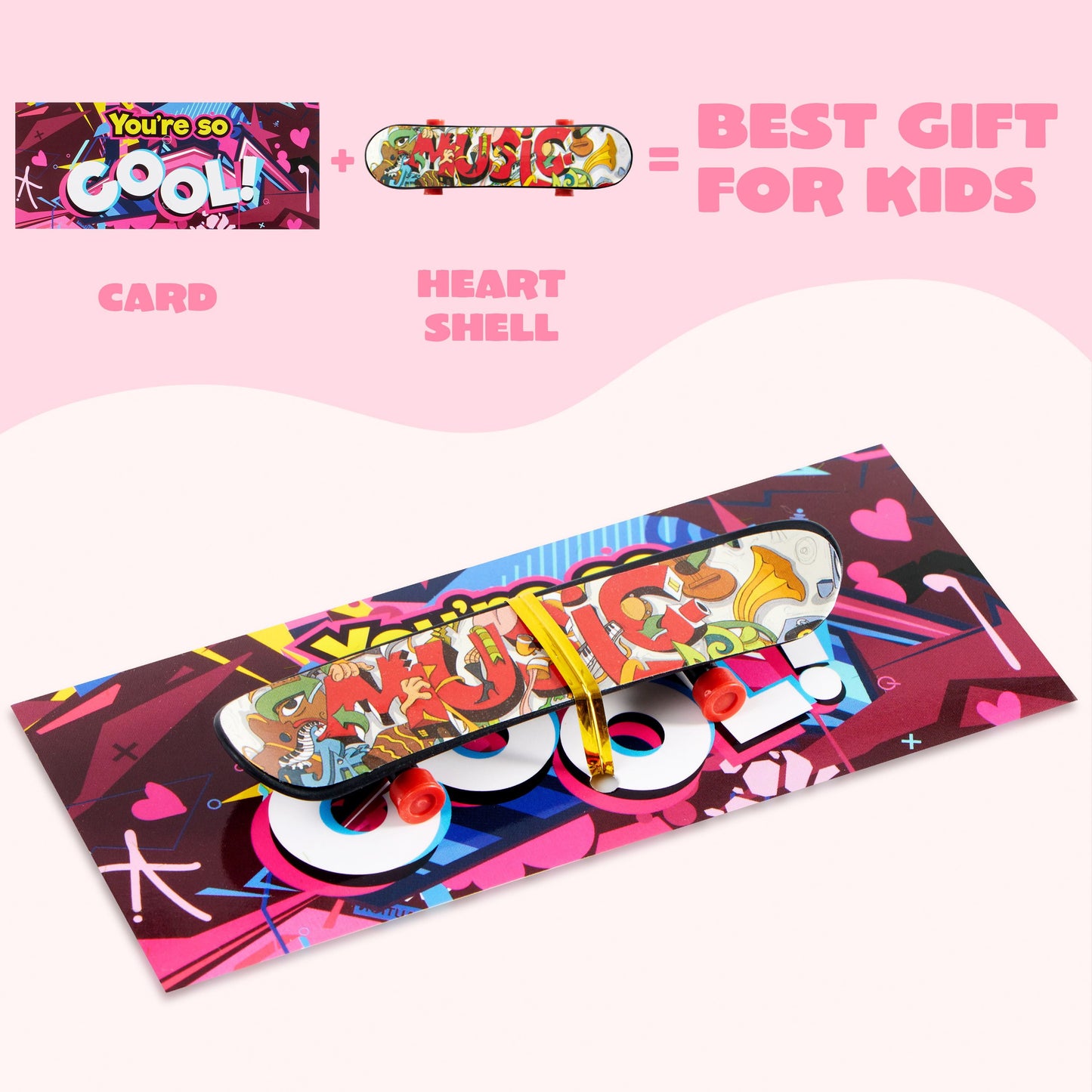 30 Packs Valentines Day Cards with Finger Skateboards for Kids Boys, Valentines School Classroom Exchange Gifts for Ages 6 and up