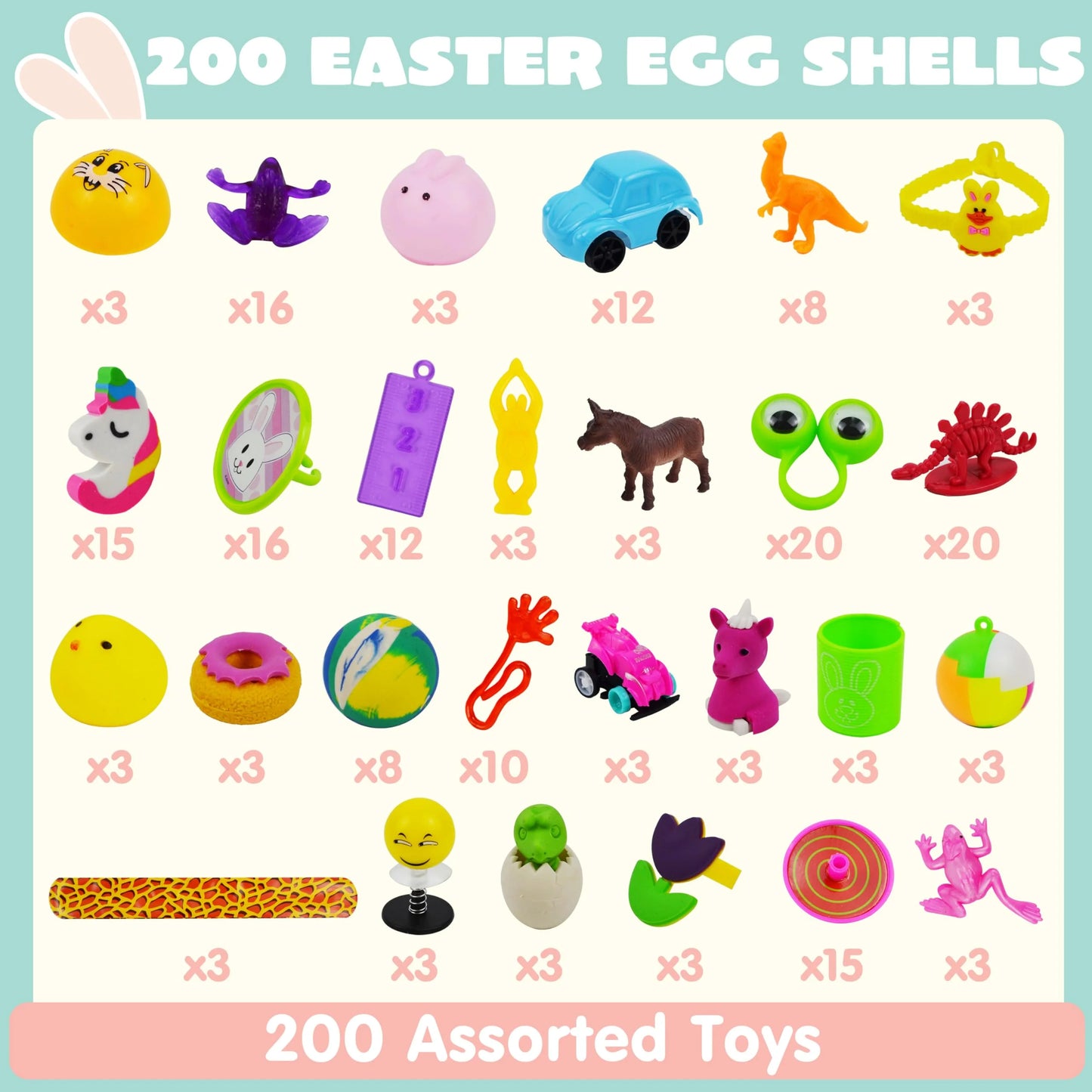 200-Piece Prepackaged Easter Eggs with Assorted Easter Egg Hunt Toys