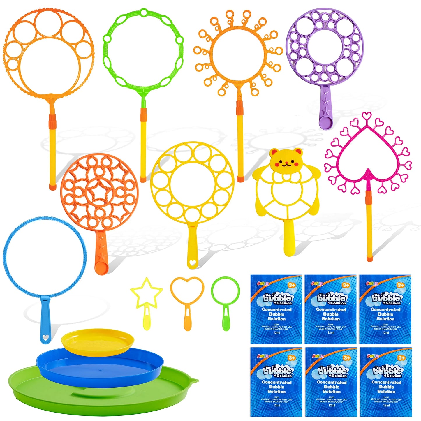 Syncfun 48Pcs Big Bubble Wands Set, 18" Giant Bubble Bottle with Tray Bulk, Large Bubble Wands for Kids Adults Gifts, Summer Outside Bubble Toys, Easter Basket Stuffers, Birthday Party Favors