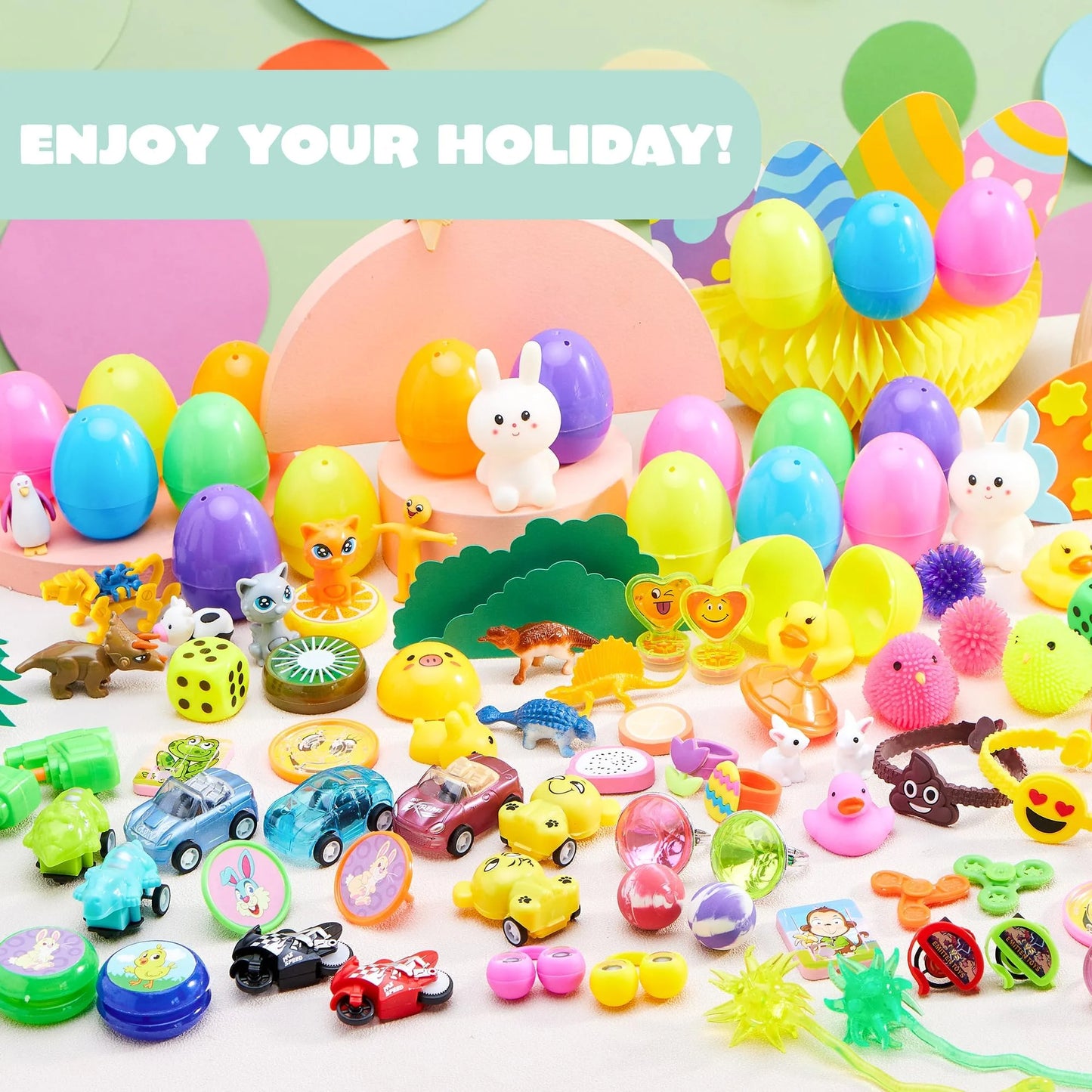 JOYFY 80 Packs Prefilled Easter Eggs with Assorted Toys,Easter Egg Bulk for Kids,Easter Eggs Hunt Events,Basket Stuffers Fillers,Classroom Prize Supplies