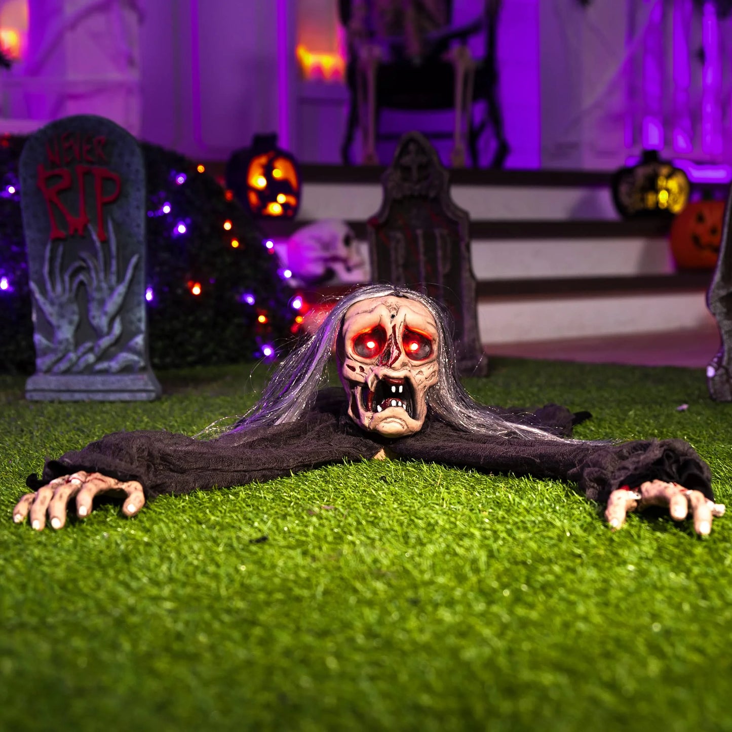 Joyfy Halloween Groundbreaker Halloween Decorations Zombie with Creepy Sound and Flashing Eyes,Outdoor Scary Halloween Yard Decorations,Haunted House Decorations