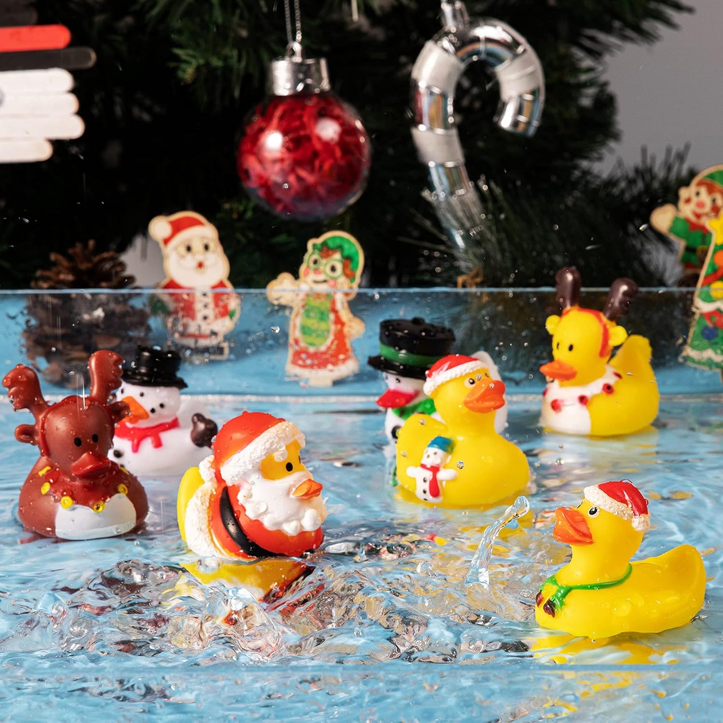 SYNCFUN 24 Pcs Cute Christmas Rubber Ducks for Boys, Girls, Kids and Toddlers, Christmas Party Favor Gifts